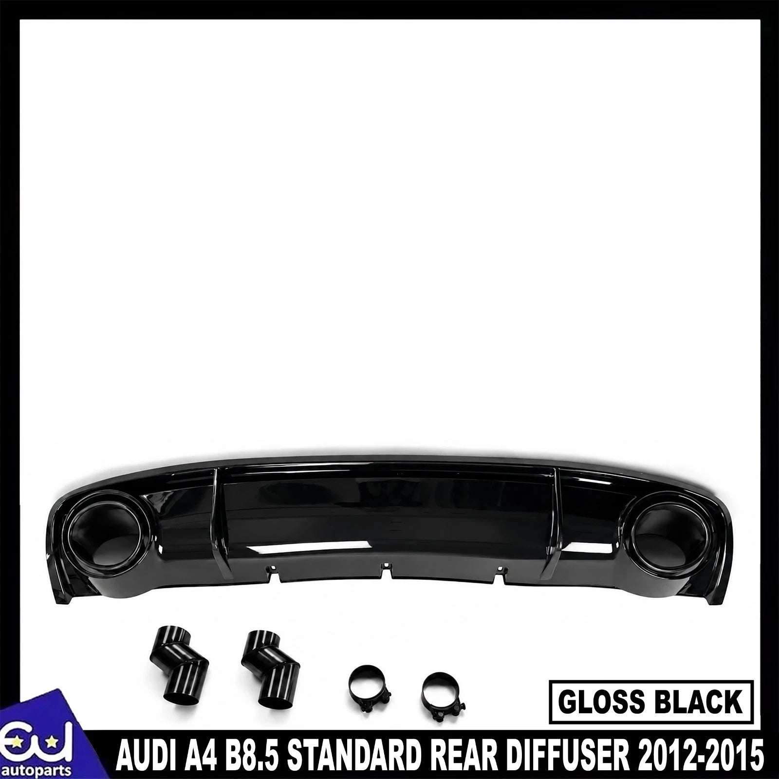 FOR AUDI A4 B8.5 STANDARD RS4 LOOK LCI REAR DIFFUSER W/TAILPIPE BLACK 2012-2015