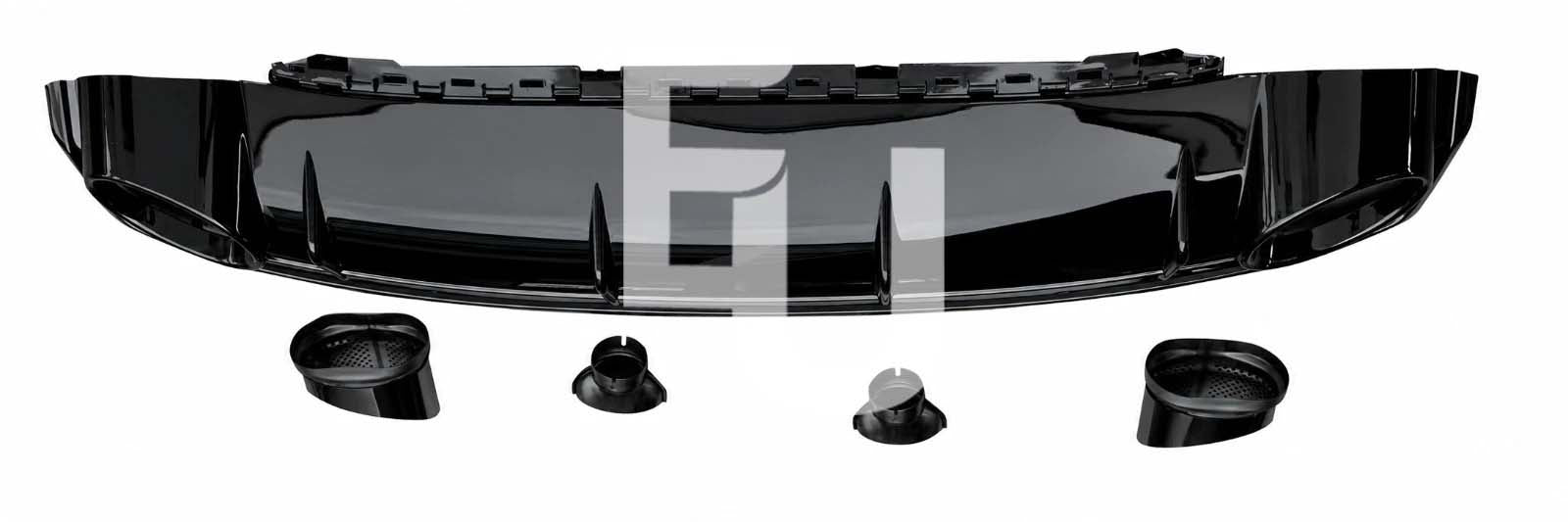 FOR AUDI Q7 SQ7 S LINE 4M RSQ7 LOOK PRE-LCI REAR BUMPER DIFFUSER TAILPIPES 15-19