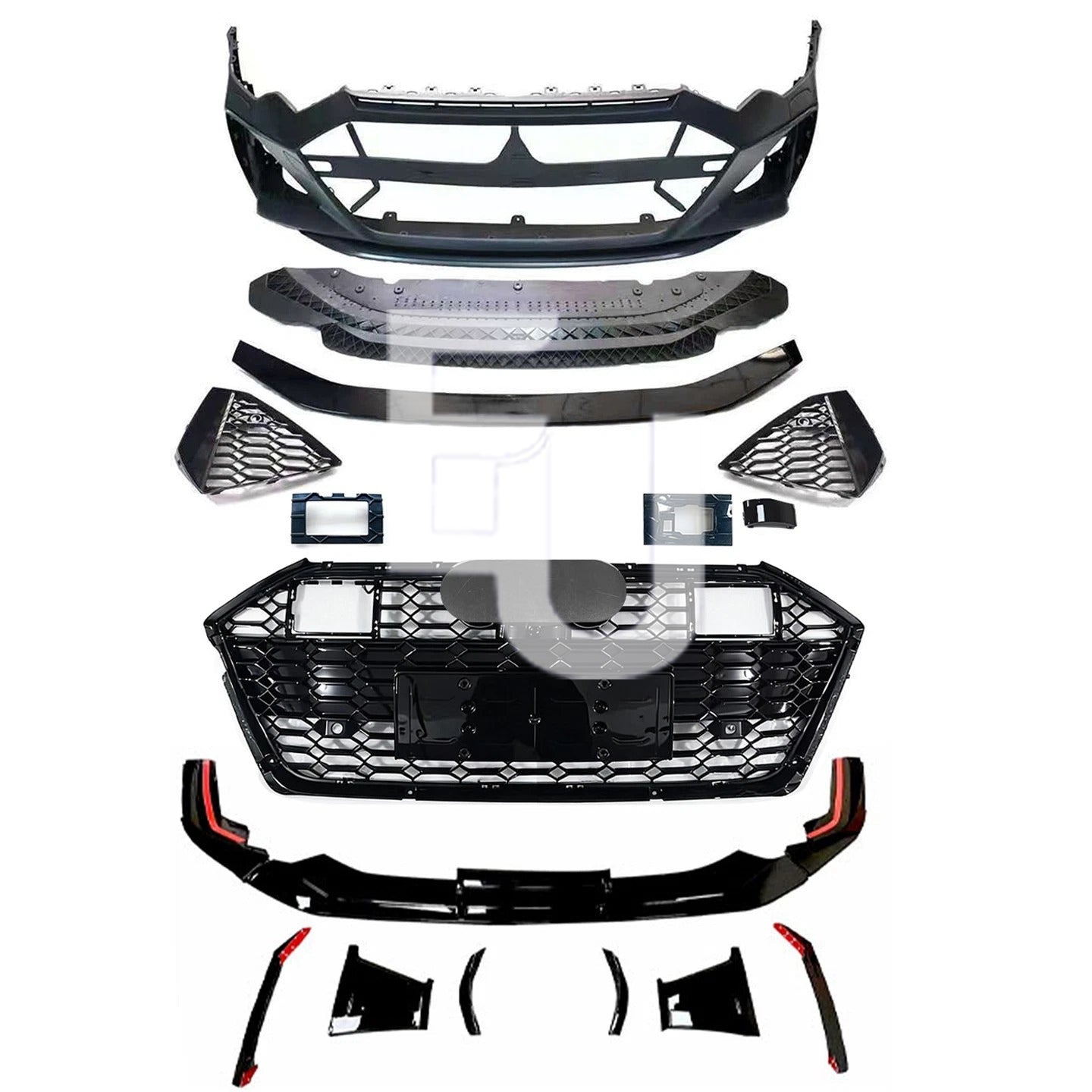 FOR AUDI A6 S6 C8 4A 2018-25 RS6 CONVERSION FRONT BUMPER SPLITTER BODYKIT GRILLE