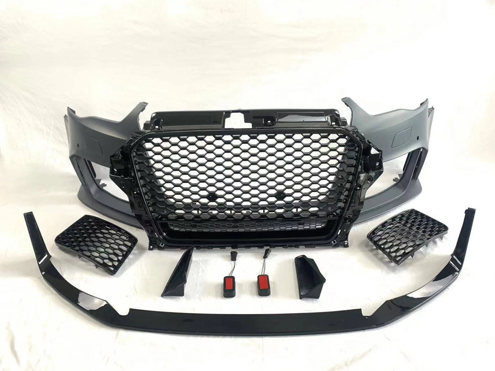 RS3 LOOK FRONT BUMPER BODYKIT FRONT SPLITTER FOR AUDI A3 S3 8V 2012-2016 HATCH