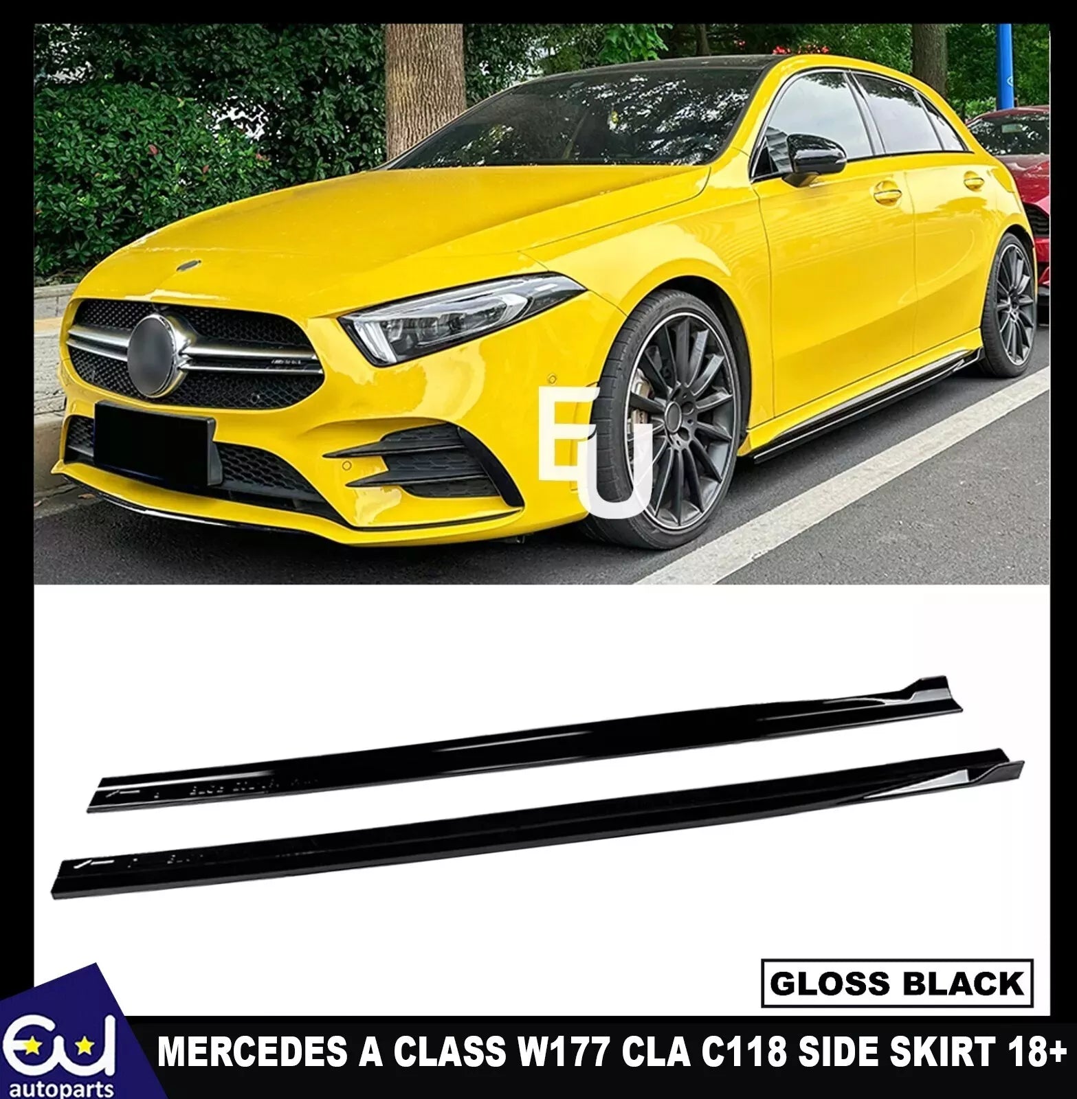 FOR MERCEDES A CLASS W177 CLA C118 SIDE SKIRT AMG LINE EXTENSION BLADE GLOSS 18+