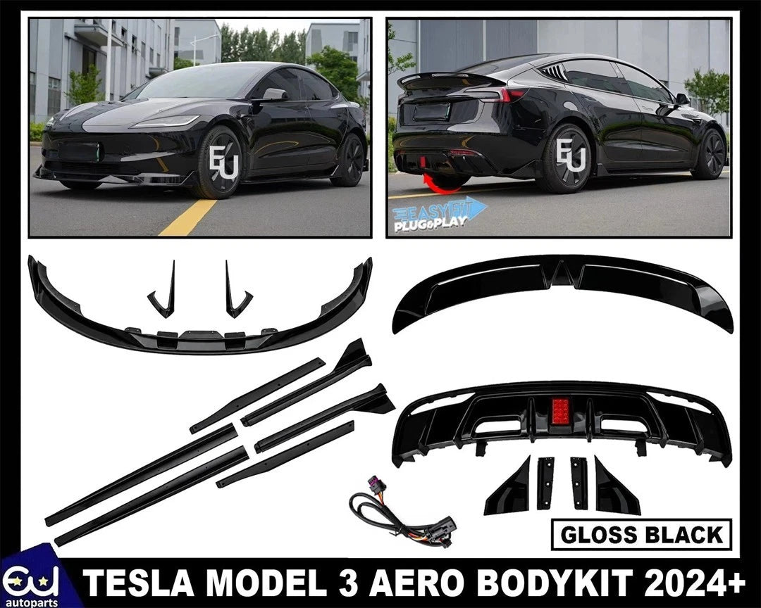 BRAGE DESIGN BODY KIT FRONT SPLITTER REAR DIFFUSER FOR TESLA MODEL 3 LCI 2024+