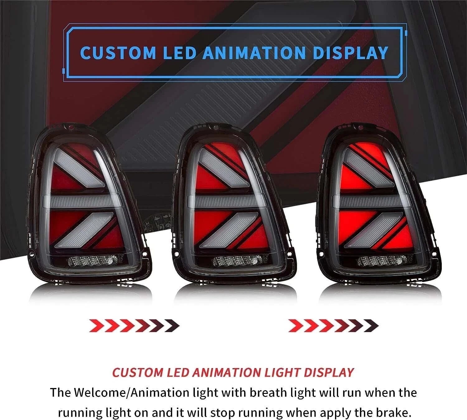 SMOKED LED REAR TAIL LAMP LIGHTS FOR MINI R56 R57 R58 R59 2007-15 UNION JACK