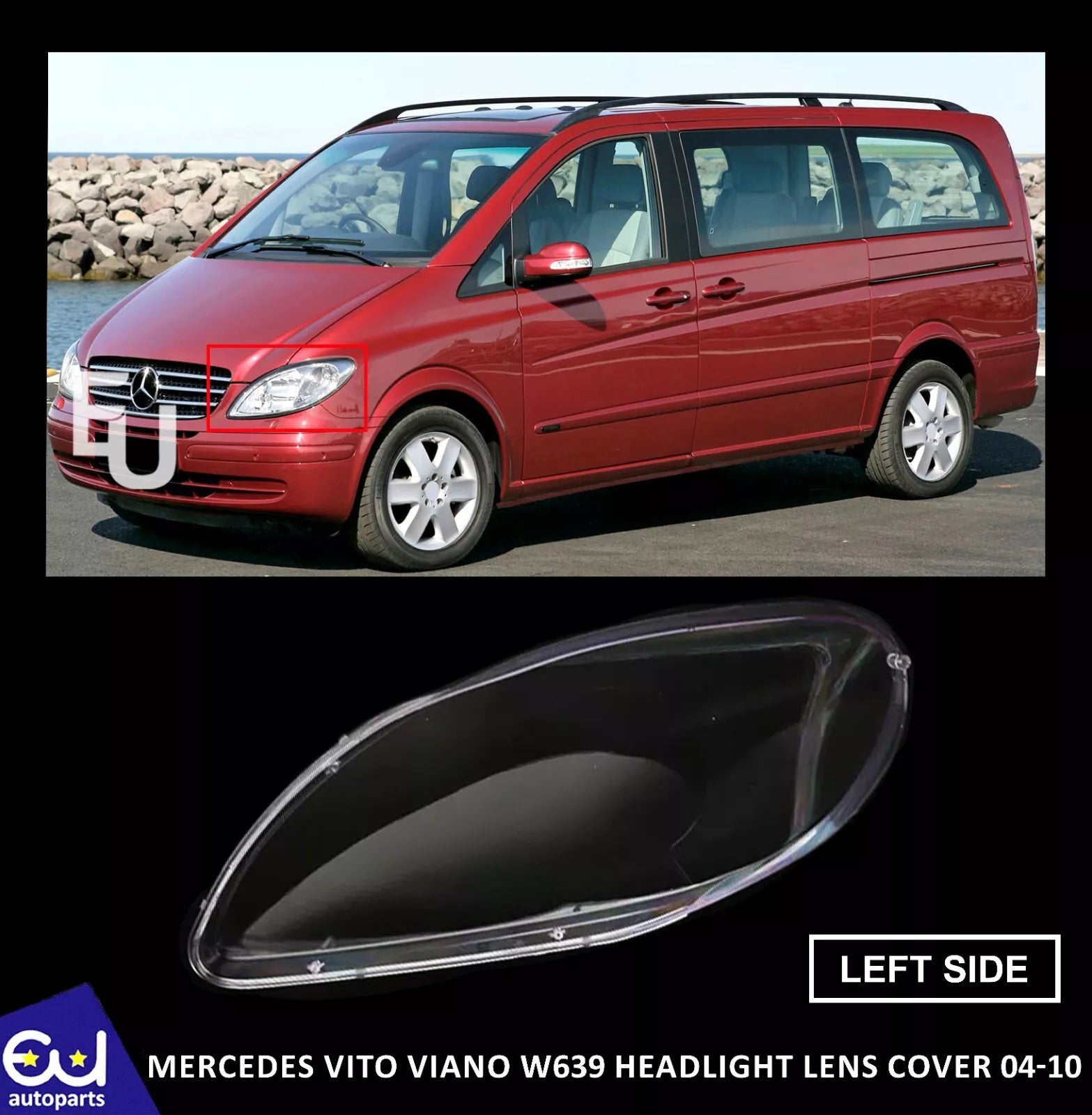 LEFT PASSENGER SIDE HEADLIGHT LENS COVER HEADLAMP FOR MERCEDES VITO VIANO W639