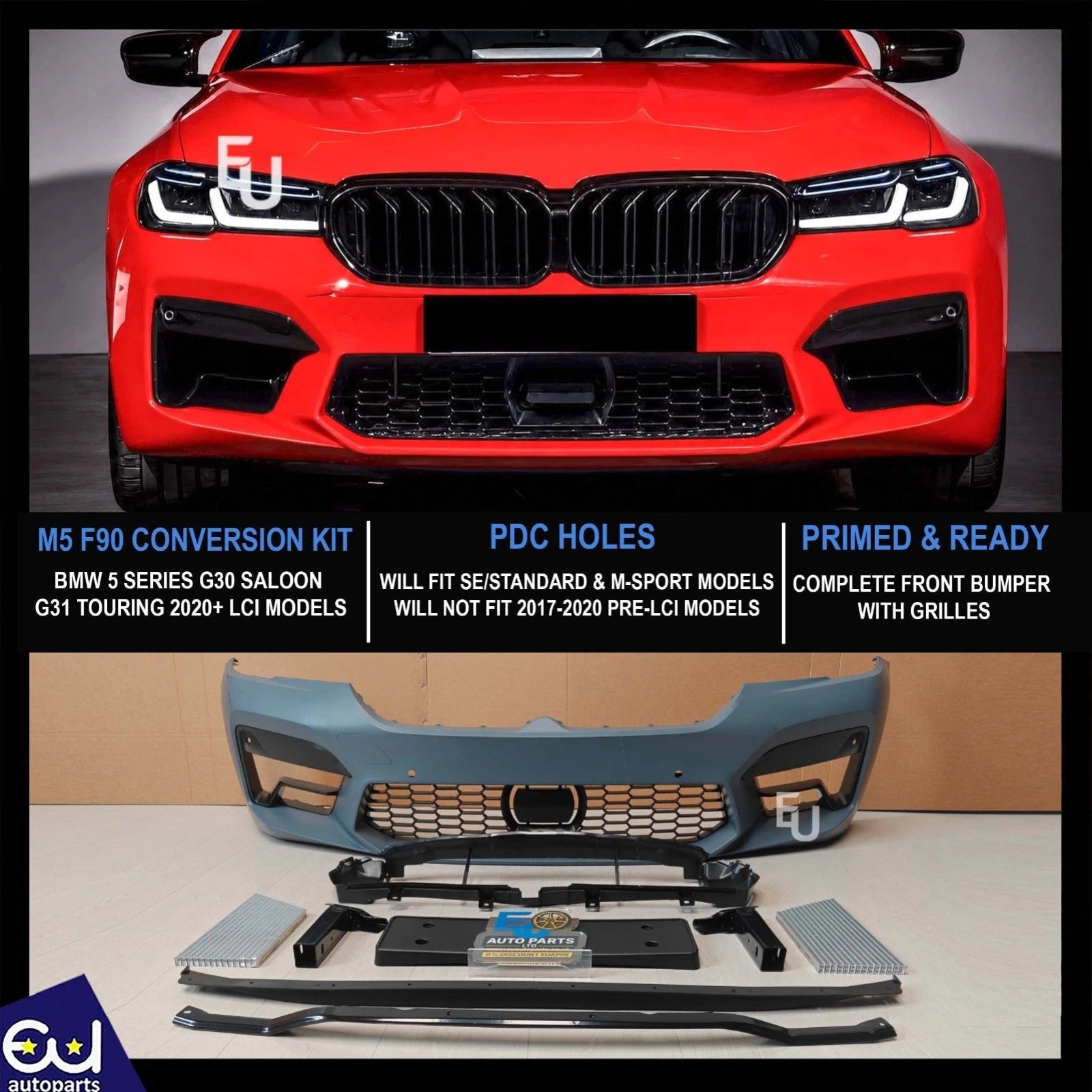 FOR BMW 5 SERIES G30 G31 LCI 2020+ F90 M5 CONVERSION FRONT BUMPER BODYKIT