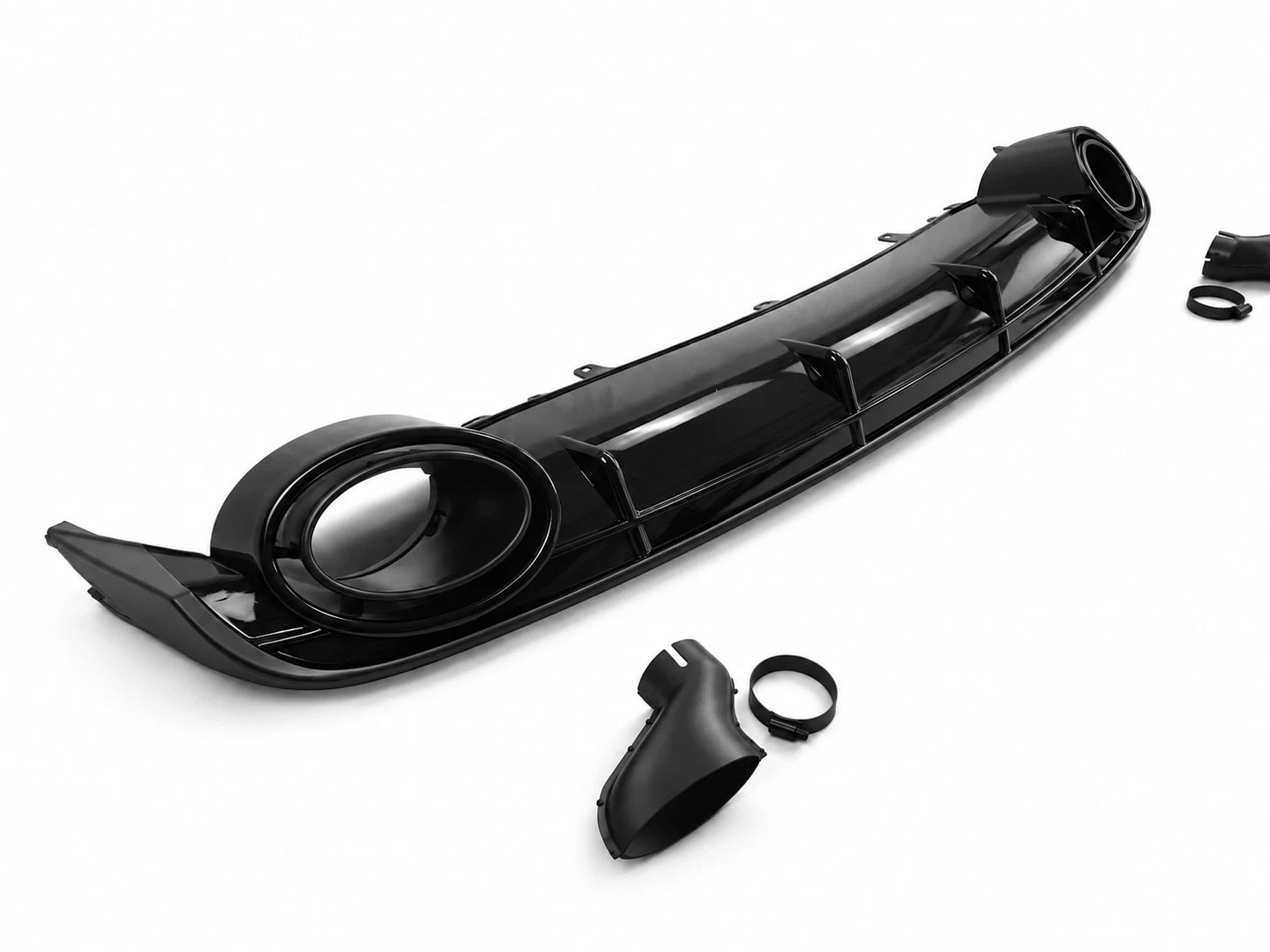 FOR AUDI A6 C7 SE STANDARD RS6 LOOK LCI GLOSS BLACK REAR DIFFUSER TAILPIPE 15-18