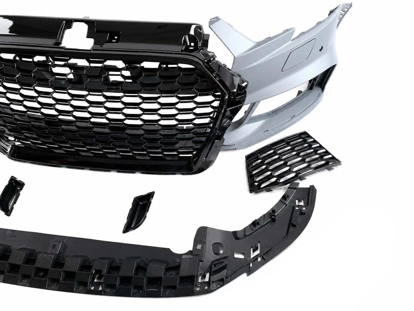 RS3 STYLE FRONT BUMPER CONVERSION KIT FOR AUDI A3 S3 8V 2016–2020 FACELIFT SEDAN