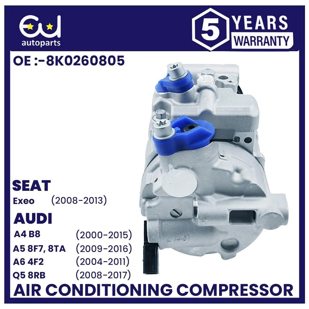 AIR CON AC COMPRESSOR FOR AUDI A4 A4 ALLROAD B8 A5 A6 Q5 08-16 1.8 2.0 8K0260805