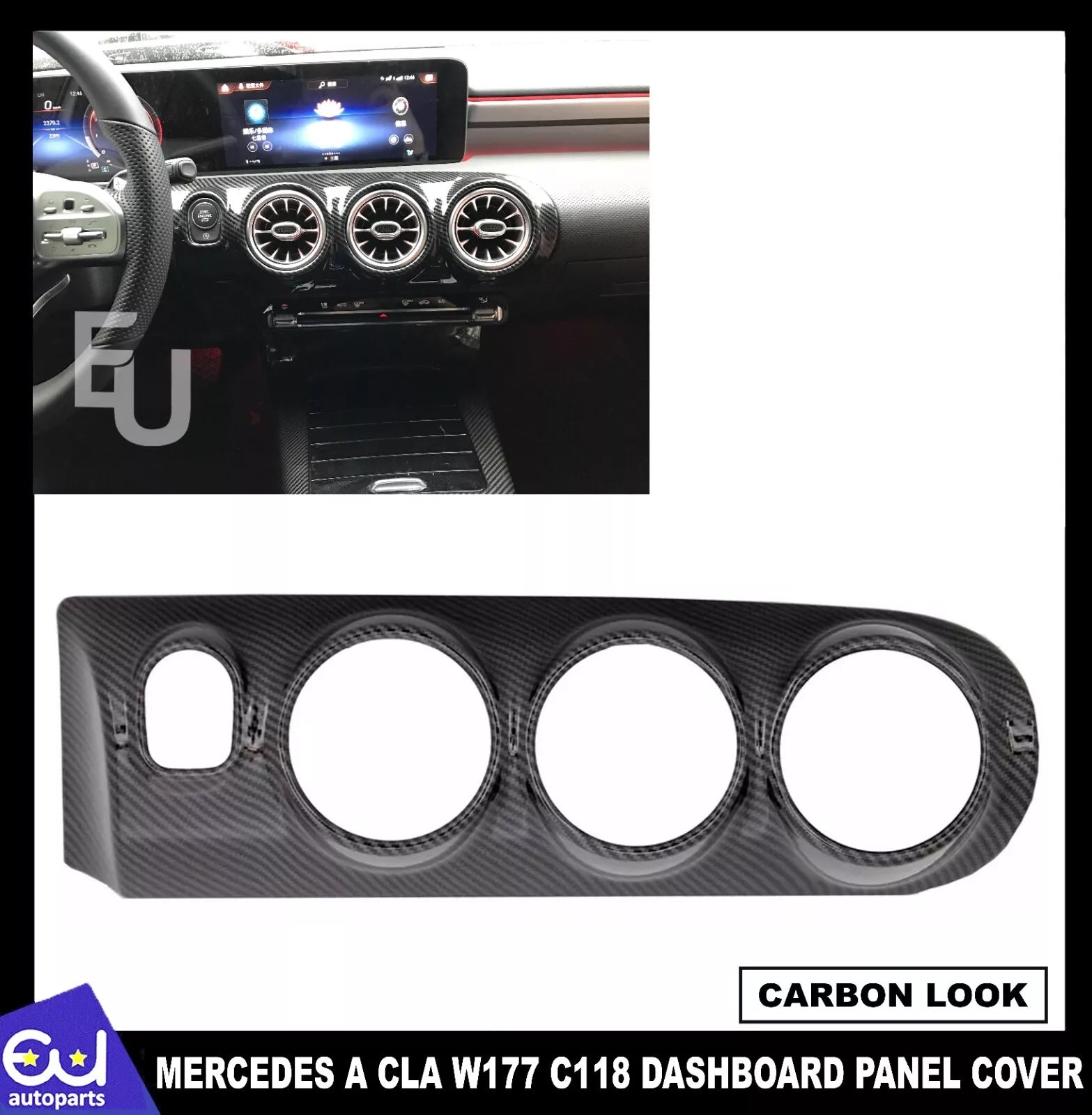 FOR MERCEDES A CLA CLASS W177 C118 ABS CARBON  DASHBOARD PANEL COVER TRIM 19-20
