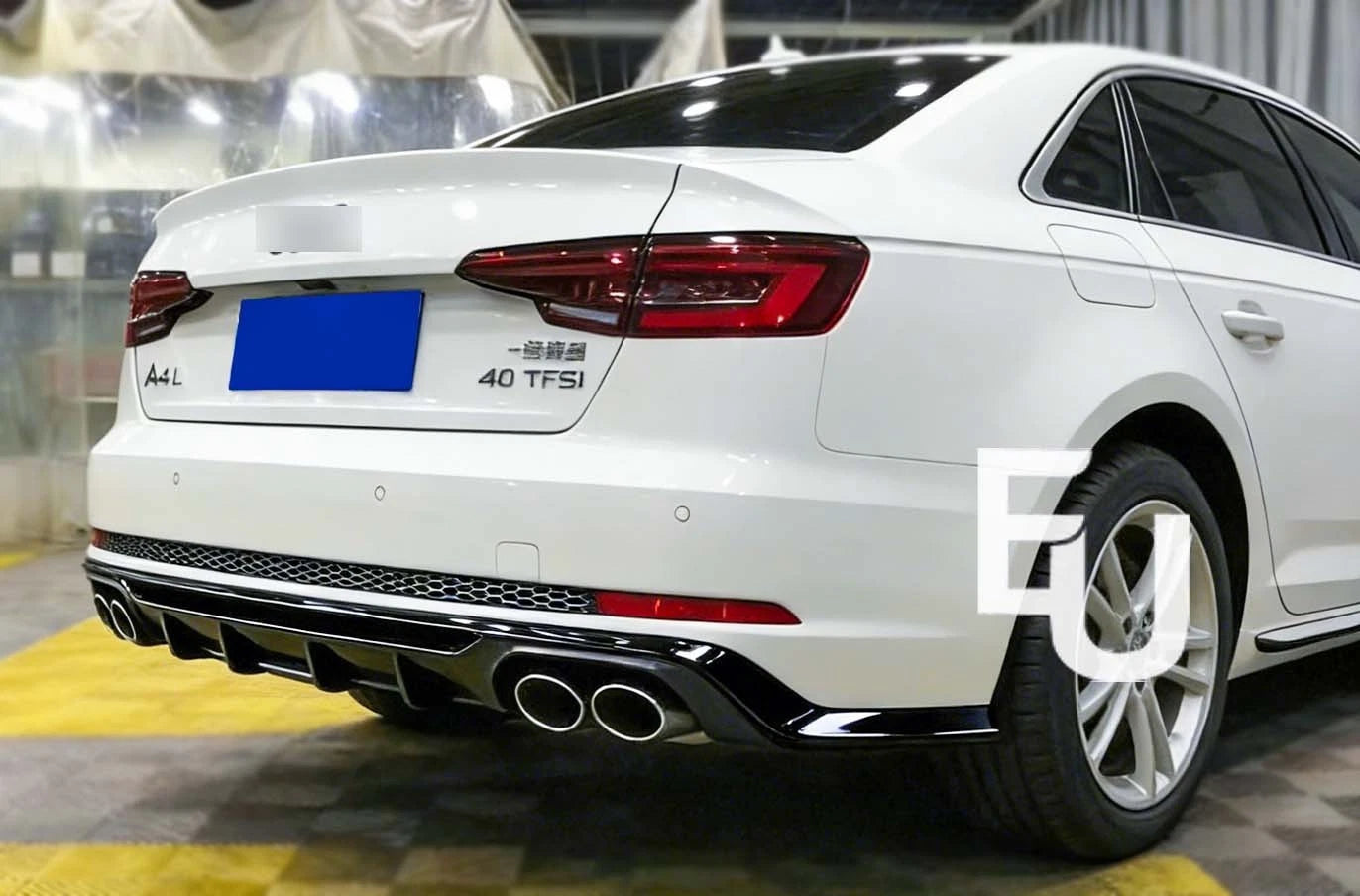 FOR AUDI A4 S4 B9 SLINE REAR BUMPER DIFFUSER SPLITTER GLOSS BLACK 2015-2019