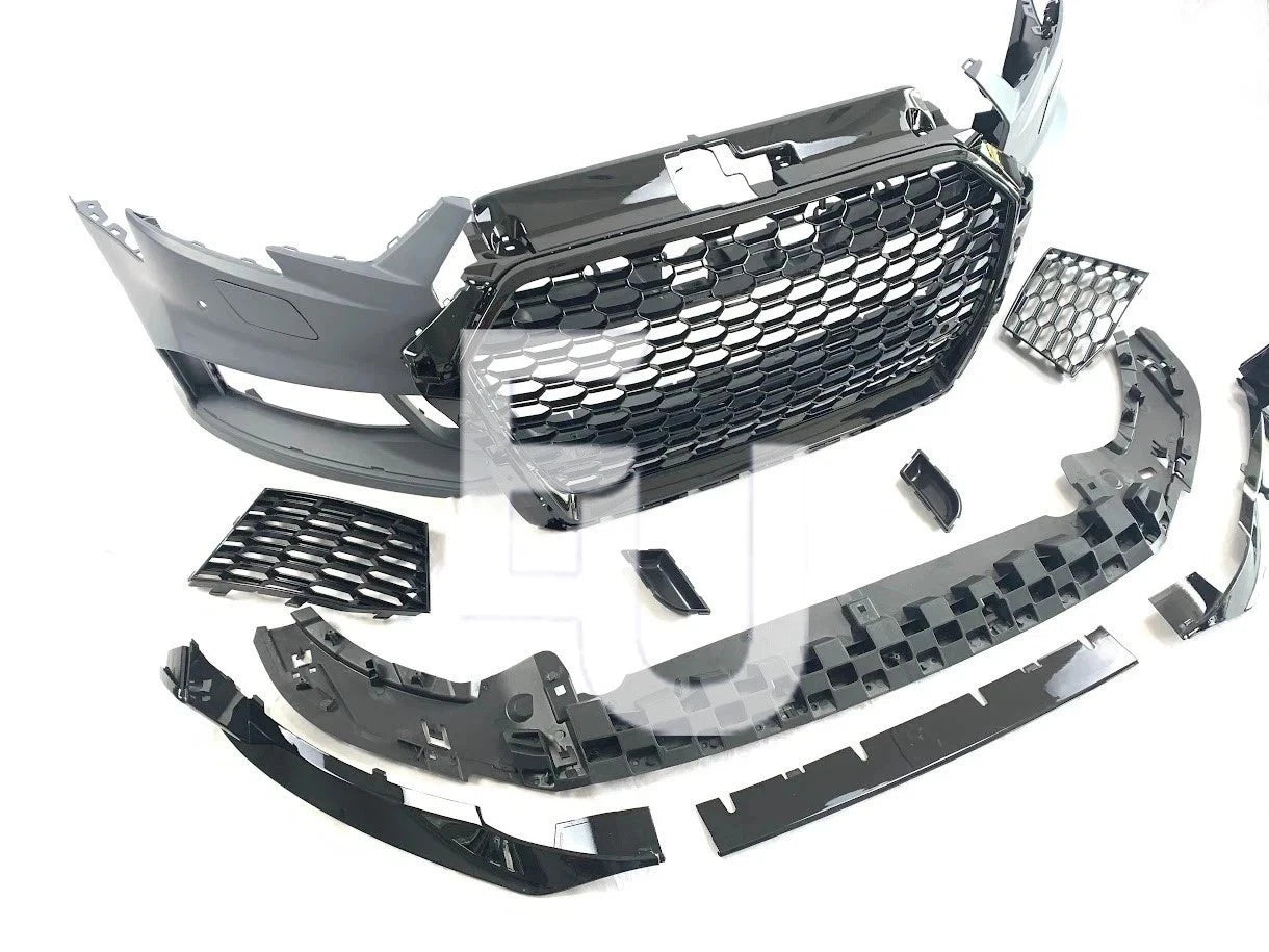 RS3 STYLE FRONT BUMPER CONVERSION KIT FOR AUDI A3 S3 8V 2016–2020 FACELIFT SEDAN