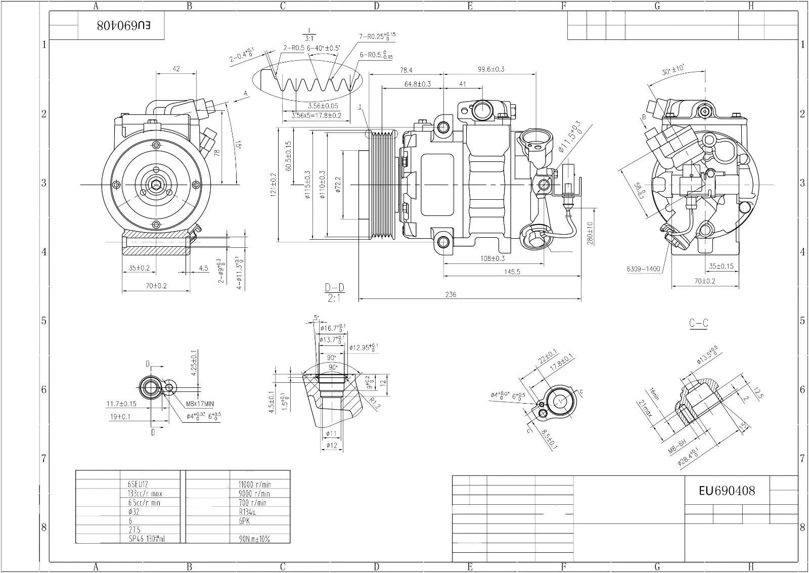 AIR CON AC COMPRESSOR FOR AUDI A2 TT SEAT IBIZA MK3 MK4 TOLEDO OCTAVIA MK2 RAPID