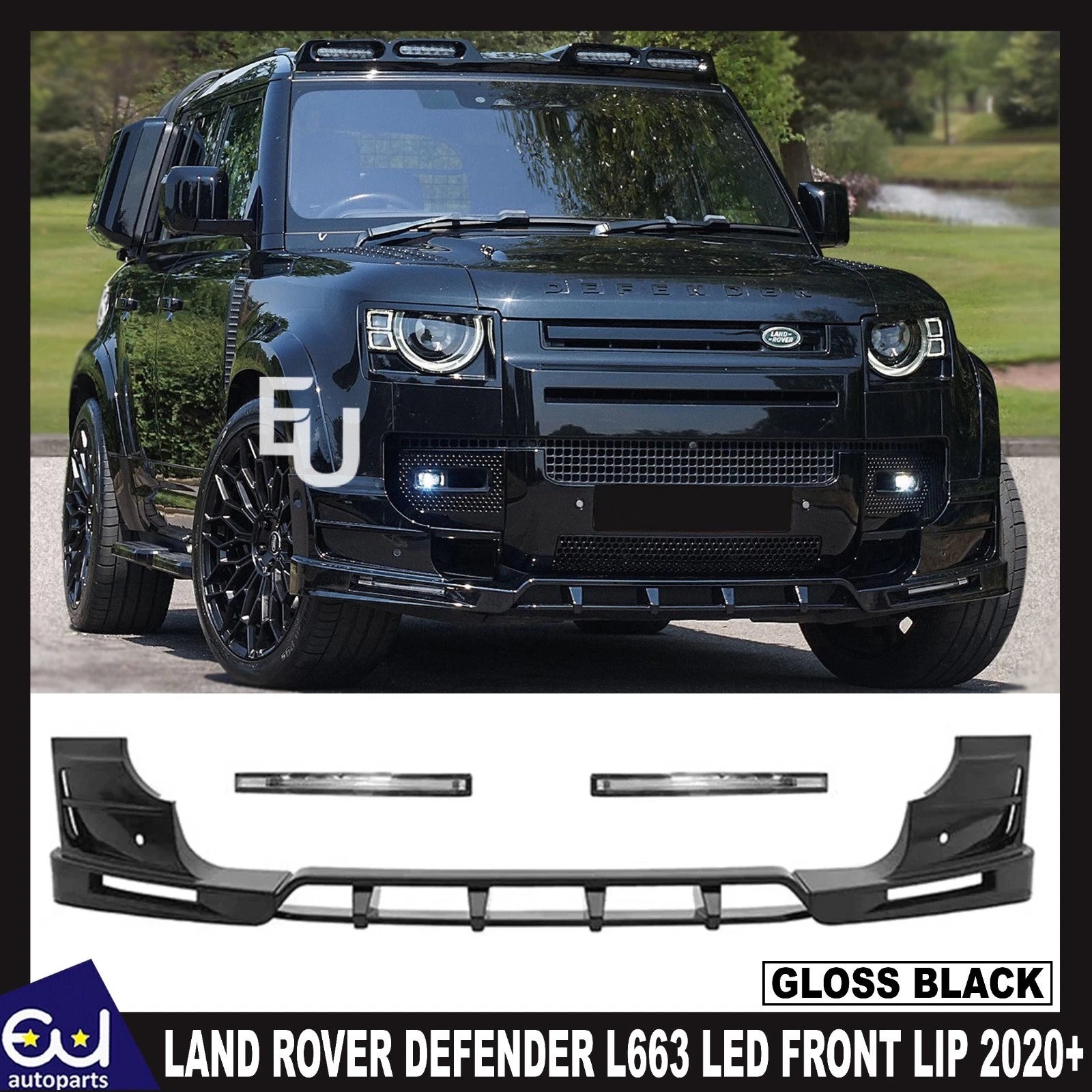GLOSS LED FRONT LIP SPLITTER BUMPER FOR LAND ROVER DEFENDER 90 110 130 L663 20+
