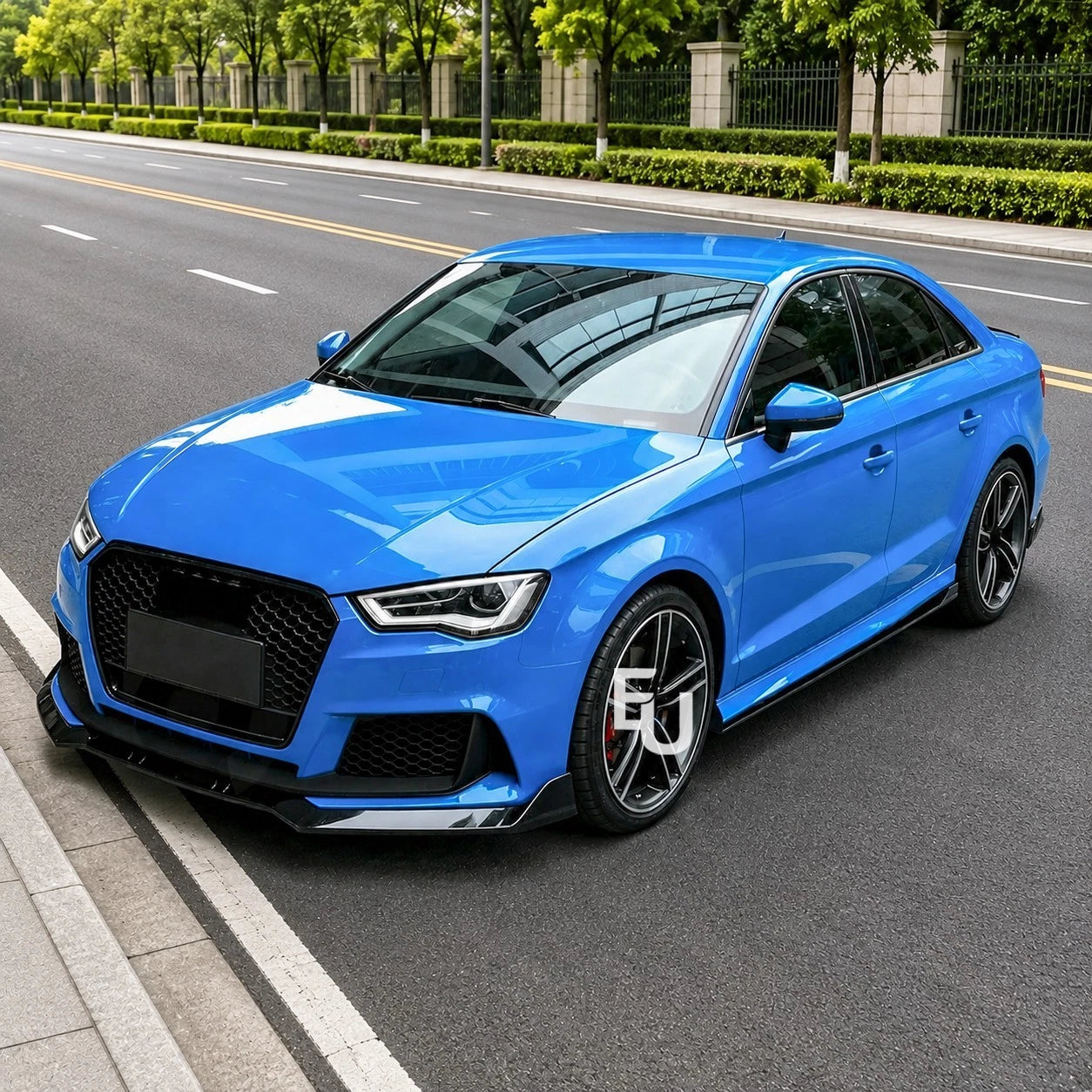 RS3 STYLE FRONT BUMPER CONVERSION KIT FOR AUDI A3 S3 8V 2012-16 SEDAN W/SPLITTER