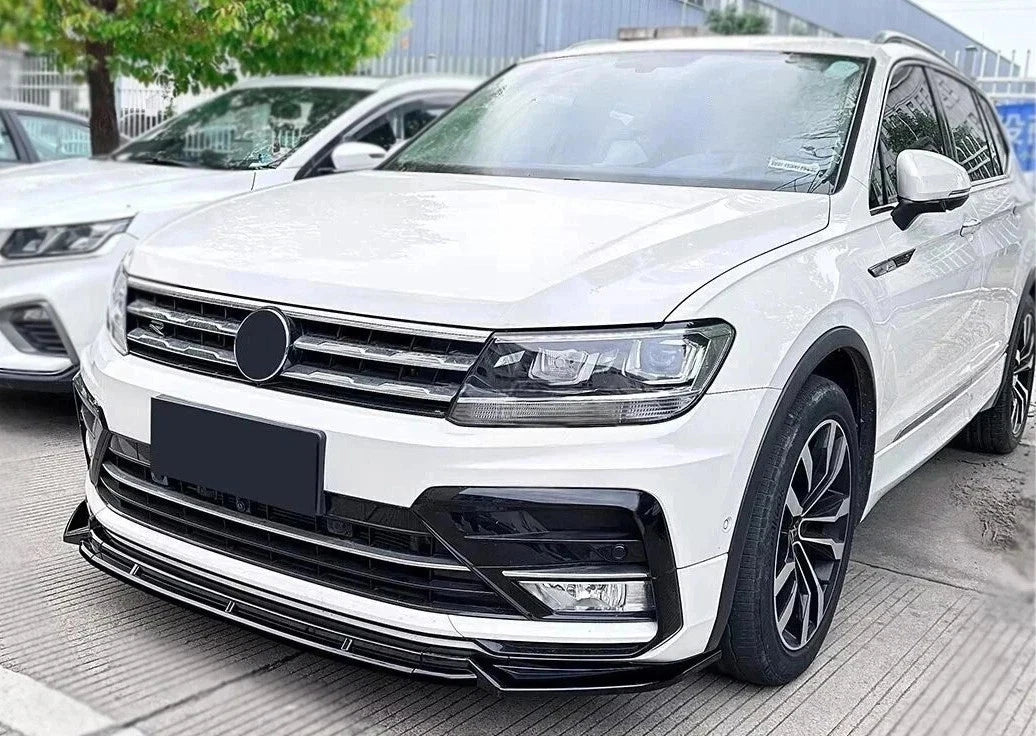 FOR VW TIGUAN R LINE MK2 PRE-FACELIFT FRONT SPLITTER SPOILER LIP KIT GLOSS BLACK