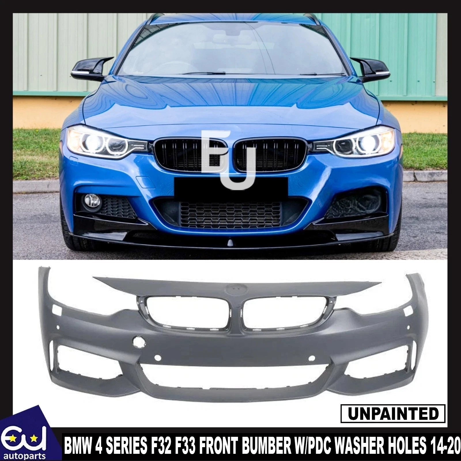 FOR BMW 4 SERIES FRONT BUMPER F32 F33 F36 2014-2020 M SPORT W/PDC WASHER HOLES