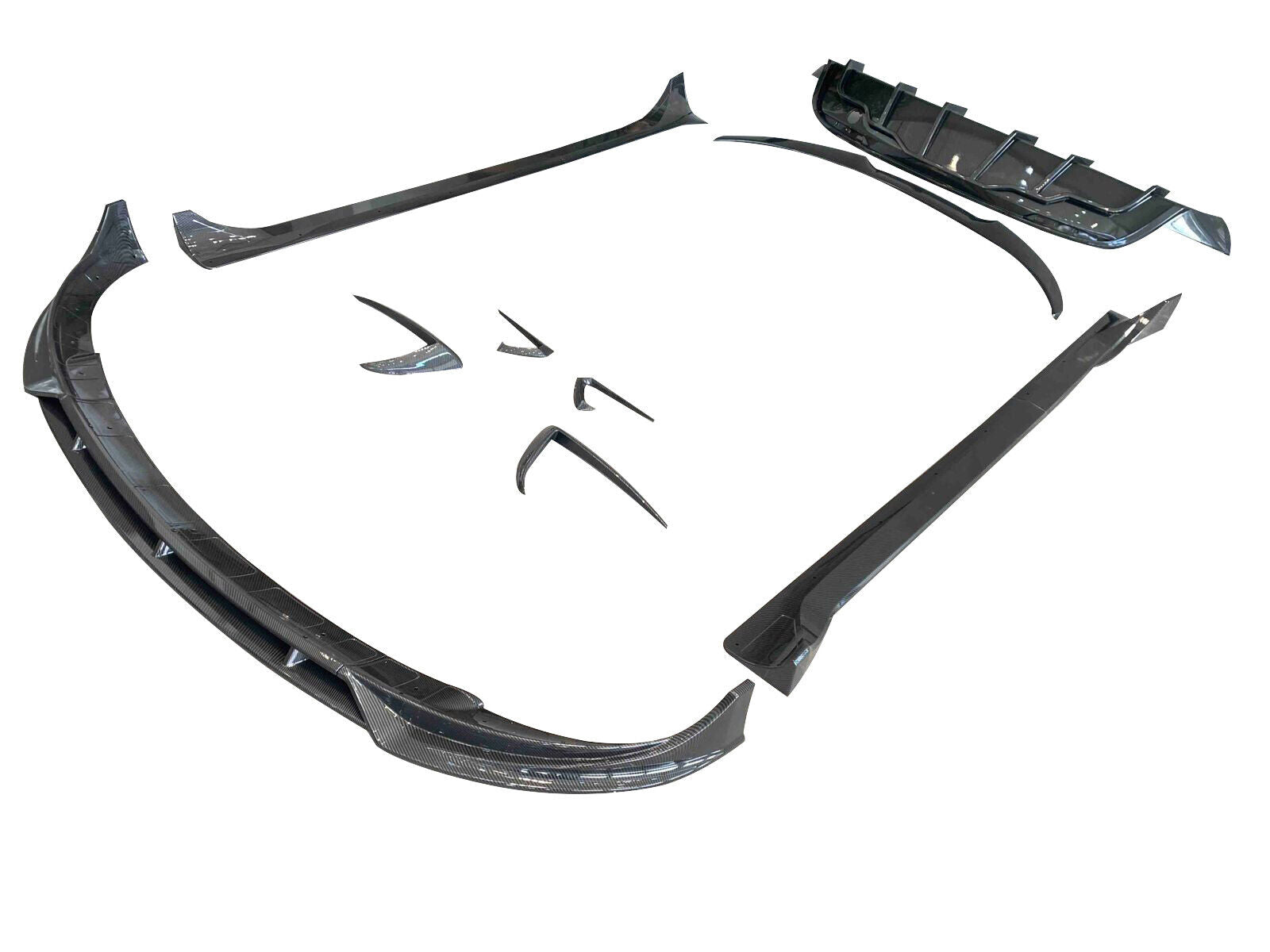 FOR TESLA MODEL Y BODYKIT BODY KIT FRONT LIP SPLITTER DIFFUSER SKIRT CARBON LOOK