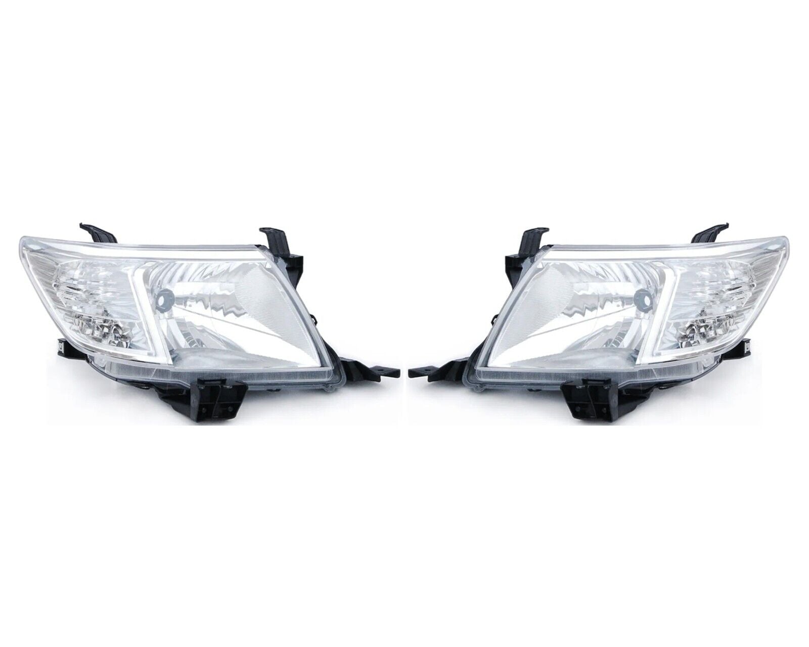 FIT TOYOTA HILLUX 2011-2016 FRONT CHROME HEADLIGHT HEADLAMP LEFT & RIGHT SET