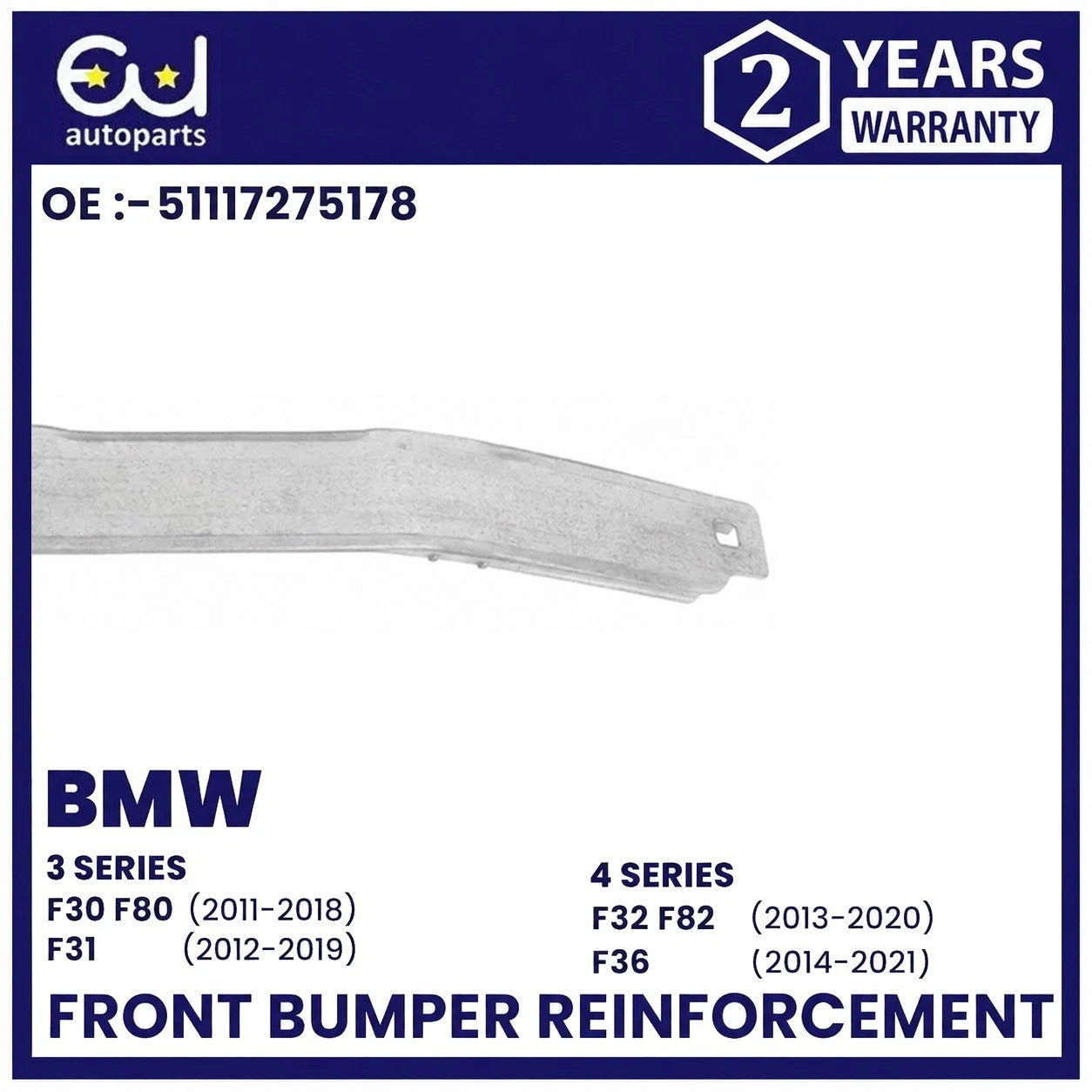 FRONT BUMPER REINFORCEMENT CRASH BAR FOR BMW 3/4 SERIES F30 F31 F80 F32 11-2021