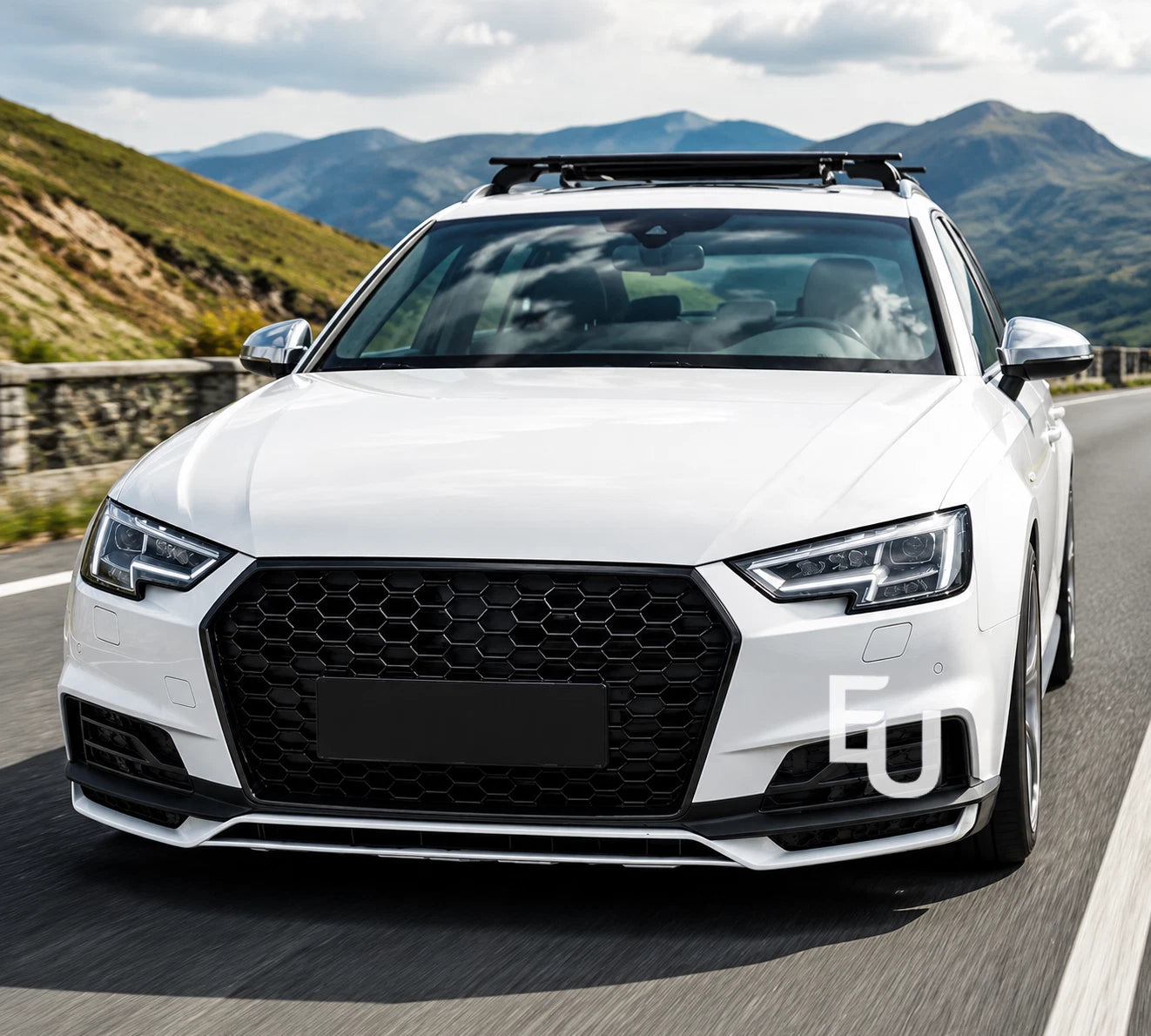 FOR AUDI A4 S4 B9 2015-2019 RS4 STYLE HONEYCOMB FRONT BUMPER GRILLE GRILL BLACK