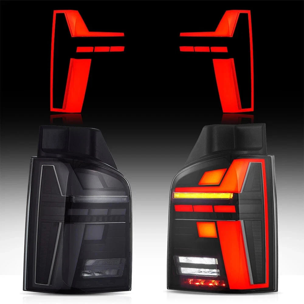 FOR VW MULTIVAN TRANSPORTER T5 T5.1 SMOKED LED REAR TAIL LIGHTS LAMP W/ANIMATION