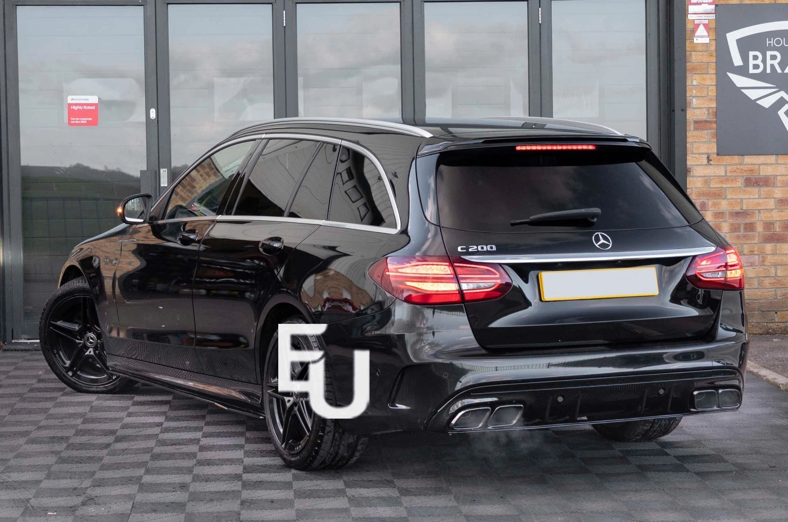REAR ROOF SPOILER LIP WING FOR MERCEDES C CLASS S205 ESTATE 15-21 GLOSS BLACK
