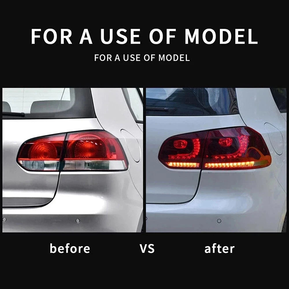 HEADLIGHT SMOKED REAR TAIL LIGHTS LAMP SET FOR VW GOLF MK6 LED 08-13 SEQUENTIAL