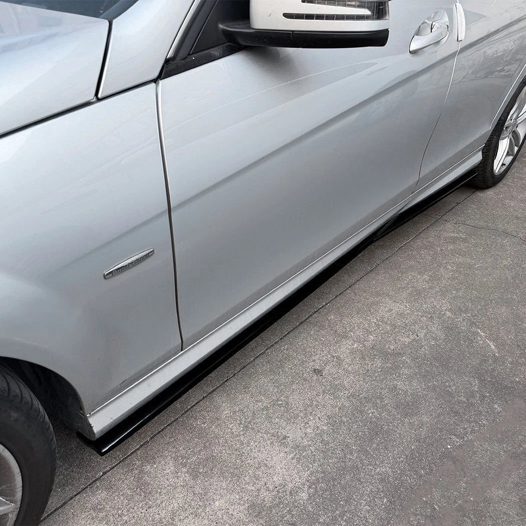 FOR MERCEDES C CLASS W204 C204 S204 SIDE SKIRT EXTENTION GLOSS BLACK 2007-2014