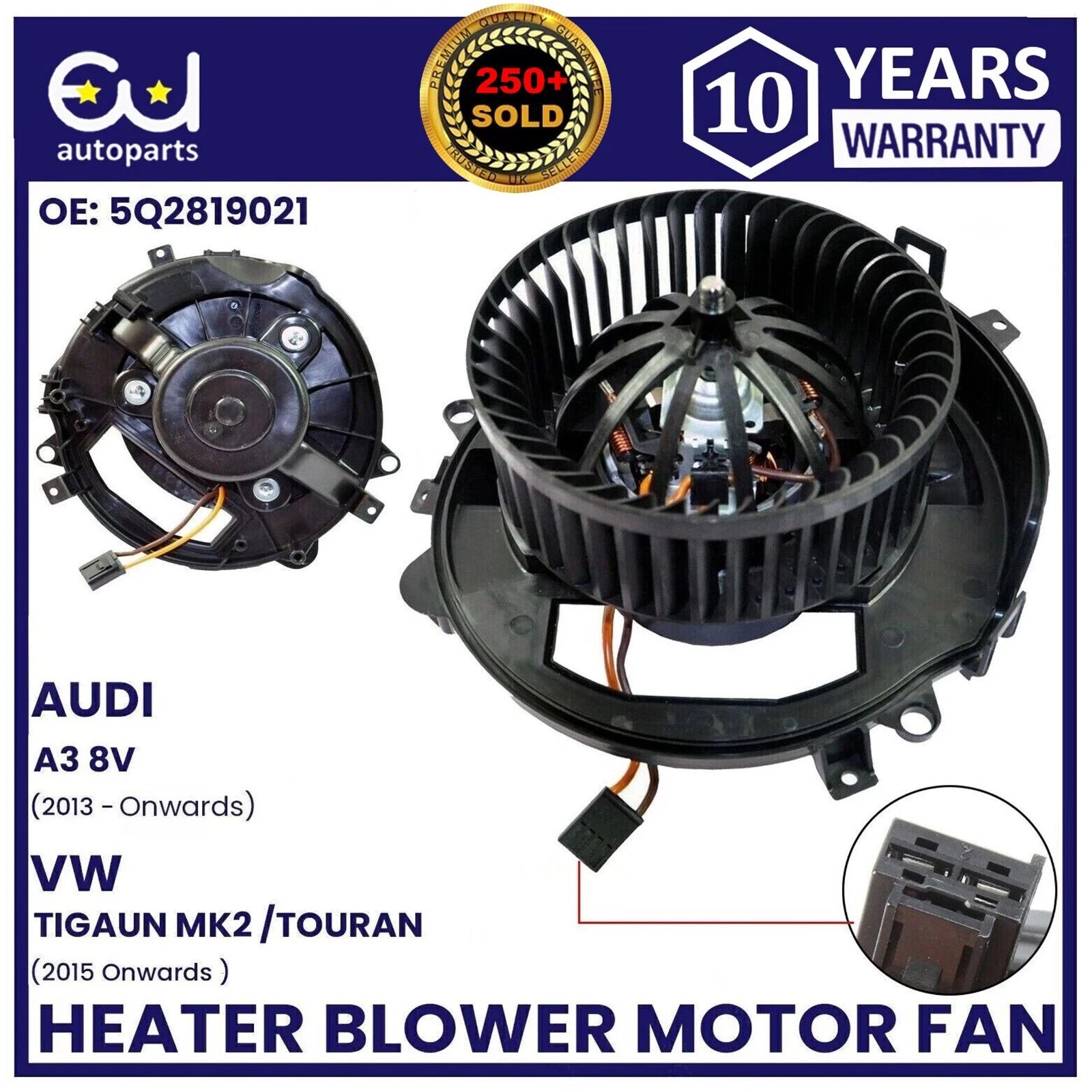 HEATER BLOWER FAN MOTOR AUDI A3 8V 2013-ON FOR VW TIGUAN MK2 TOURAN 2015 ONWARDS