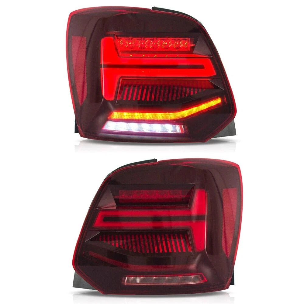 DYNAMIC LED REAR TAIL LIGHT LAMP RED LENS FOR VW VENTO POLO 6R 6C W/SEQUENTIAL