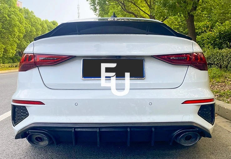 FOR AUDI A3 S3 8Y S LINE REAR DIFFUSER BUMPER LIP VALANCE GLOSS BLACK 2020+