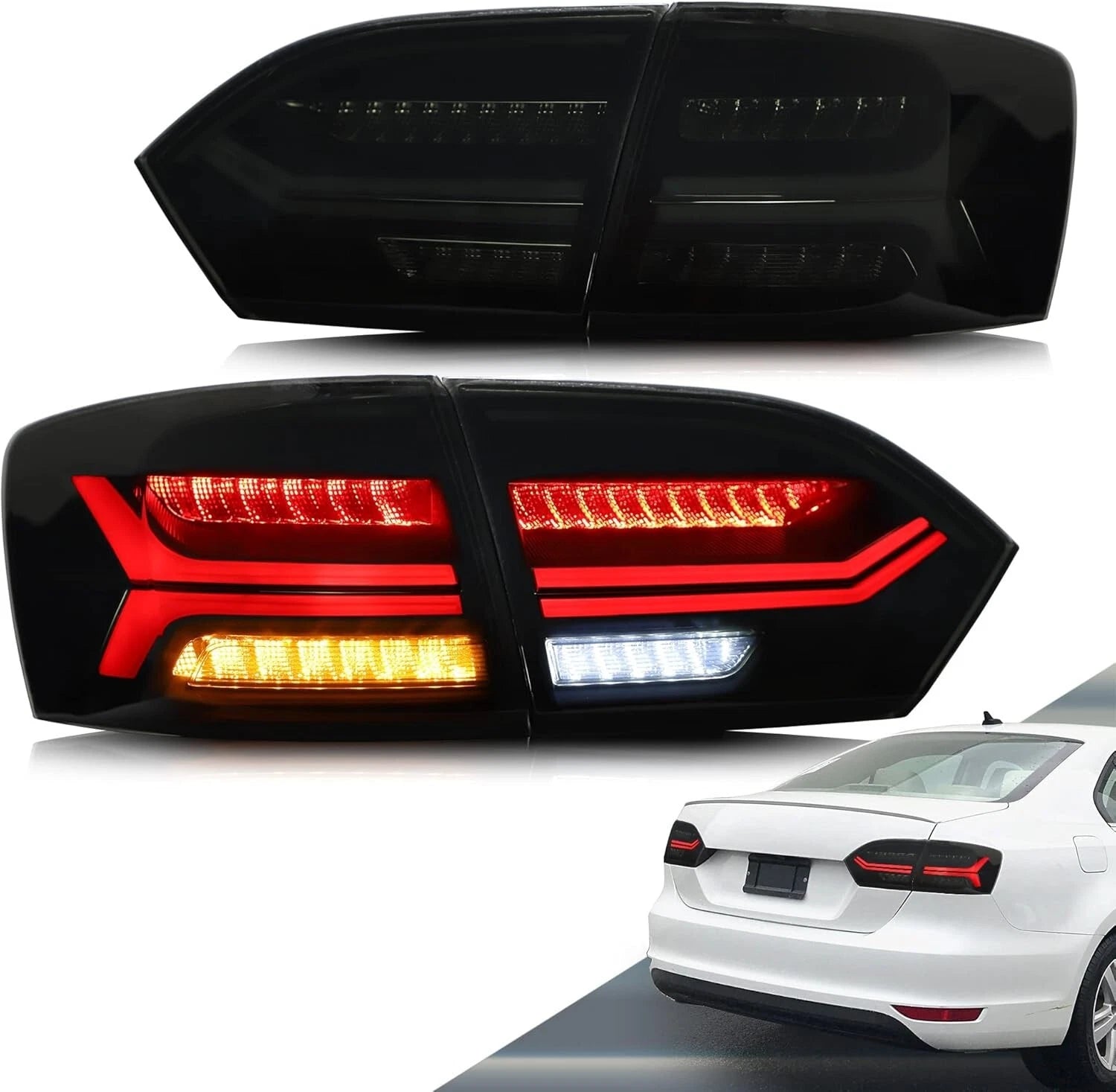 VLAND SMOKED SEQUNTIAL LED REAR TAIL LAMP LAMPS LIGHTS FOR VW JETTA MK6 2011+