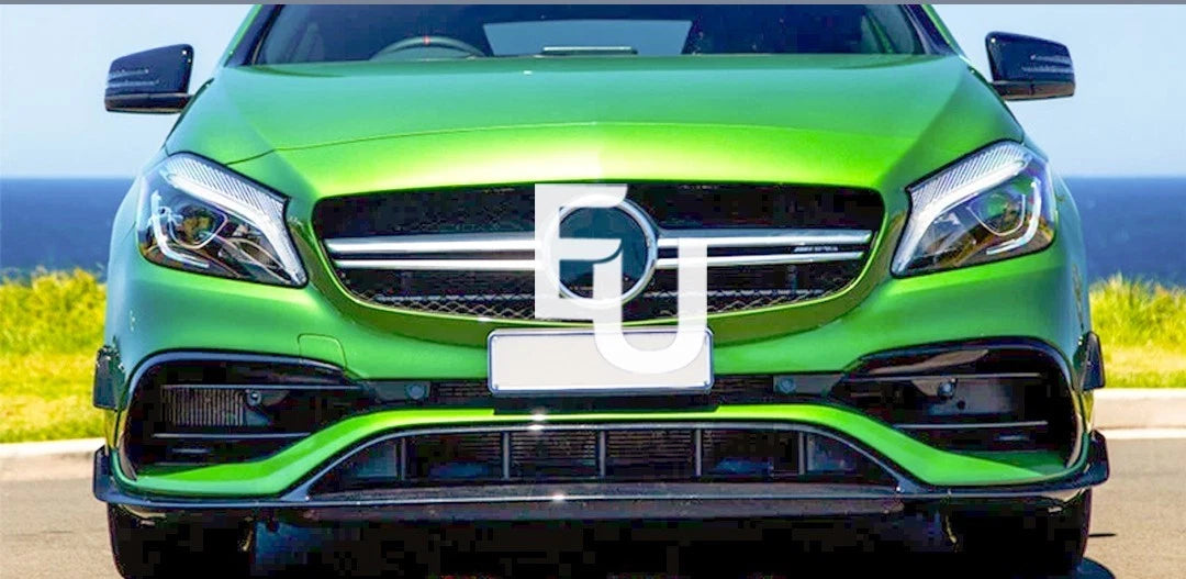 FOR MERCEDES A CLASS W176 A45 STYLE FRONT SPLITTER LIP GLOSS BLACK 2015-2018