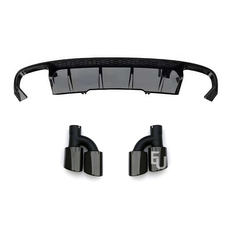FOR AUDI A4 S4 B9 S LINE PRE-LCI REAR DIFFUSER TAILPIPES GLOSS BLACK 2015-2019