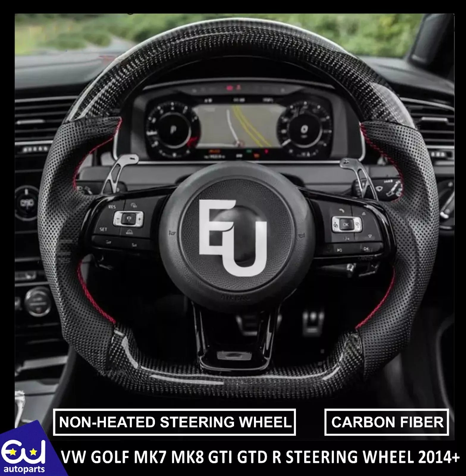FOR VW GOLF MK7 MK8 GTI GTD R SCIROCCO 2014+ CARBON FIBER LEATHER STEERING WHEEL