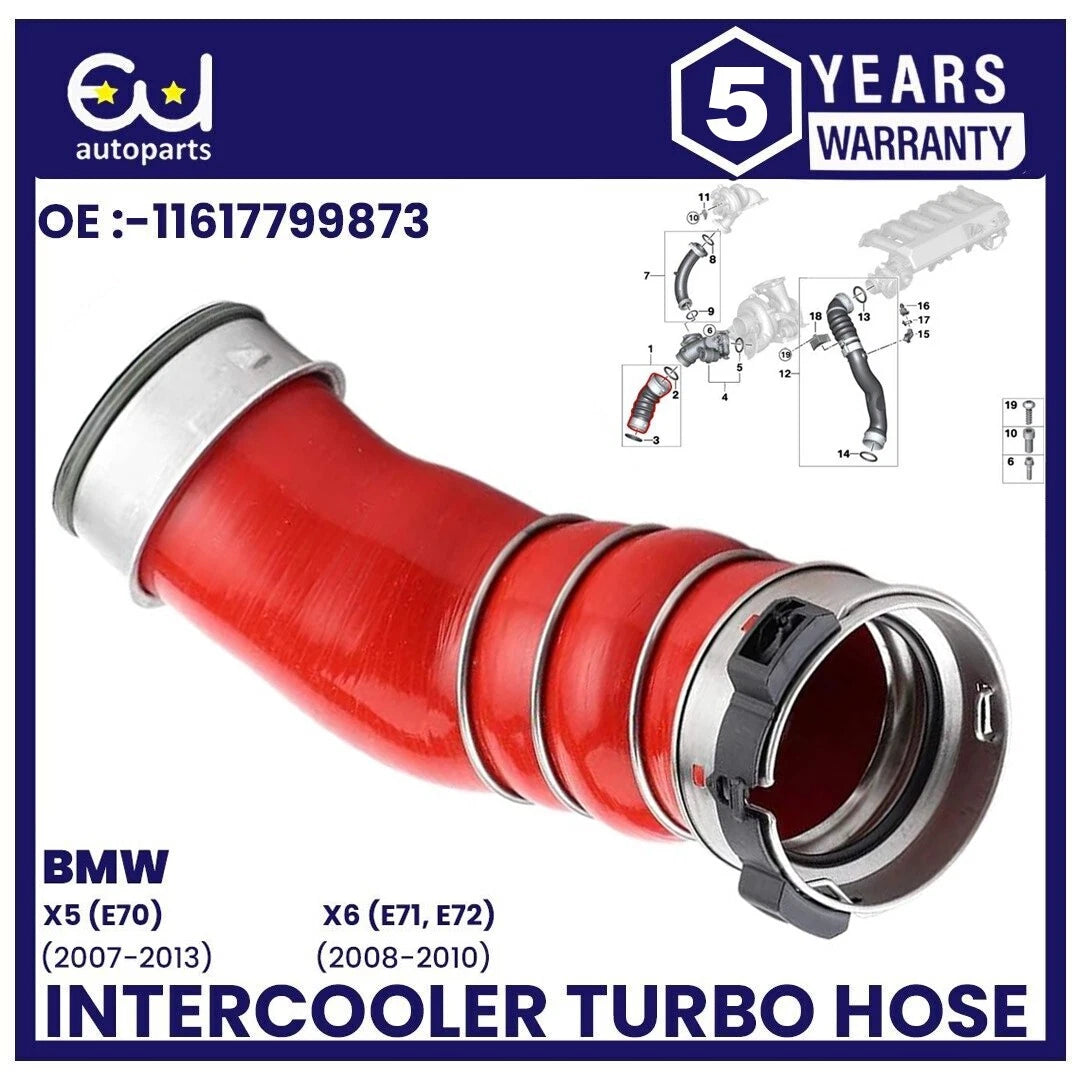 FOR BMW X5 X6 E70 E71 3.0SD 3.5D INTERCOOLER TURBO HOSE PIPE RUBBER 11617799873