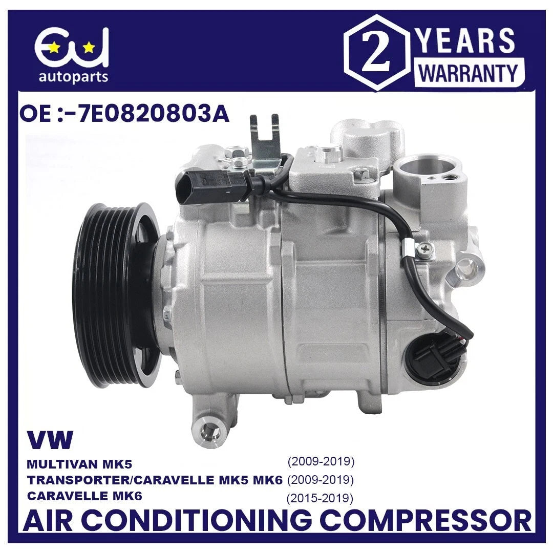 A/C COMPRESSOR FOR VW TRANSPORTER CARAVELLE MULTIVAN 09-19 2.0 TDI 7E0820803A