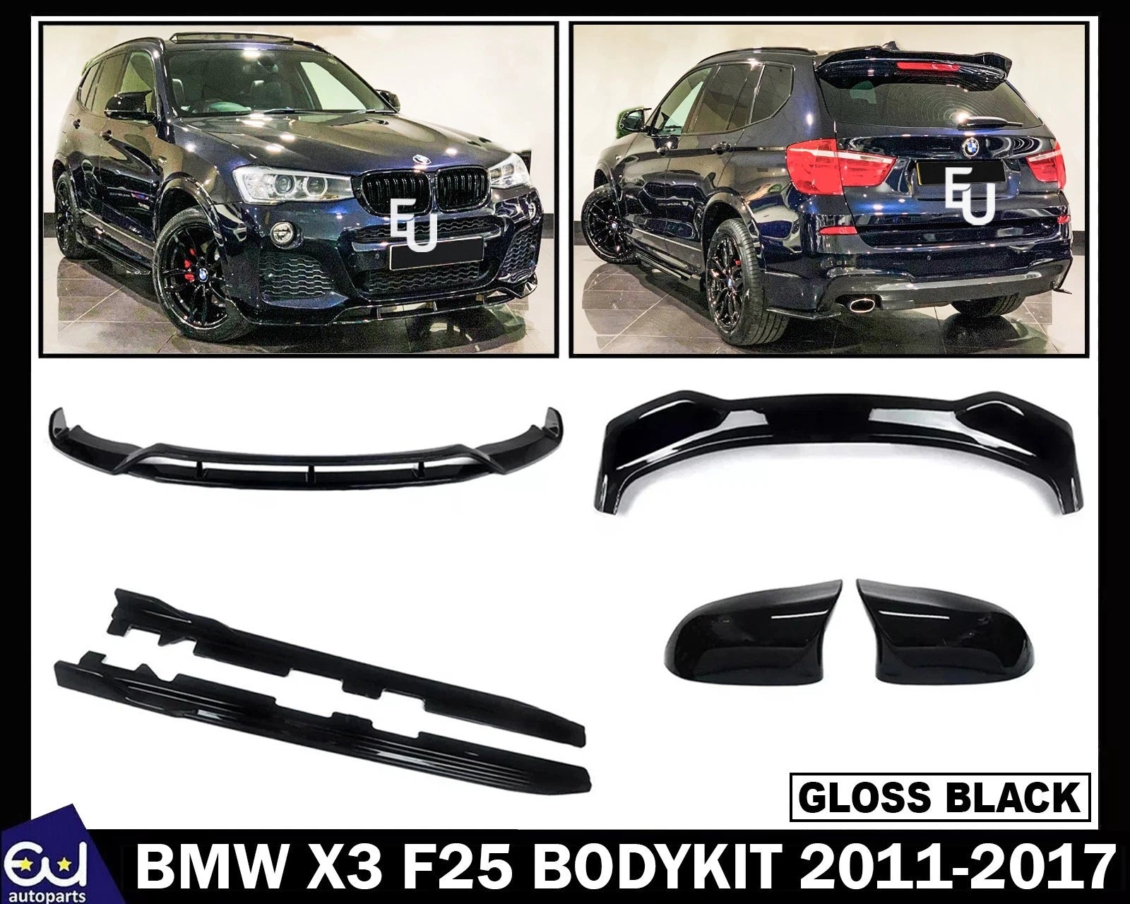FOR BMW X3 F25 BODYKIT BODY KIT REAR SPOILER MIRROR COVER FRONT LIP SKIRT 14-17