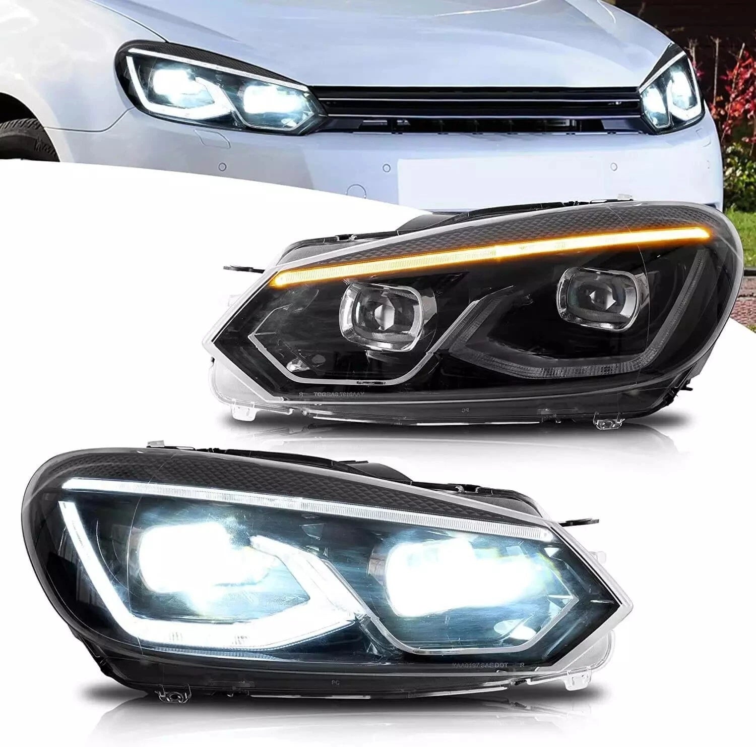 DYNAMIC SEQUENTIAL LED PROJECTOR HEAD LIGHT LIGHTS LAMP FOR VW GOLF 6 MK6 2008+