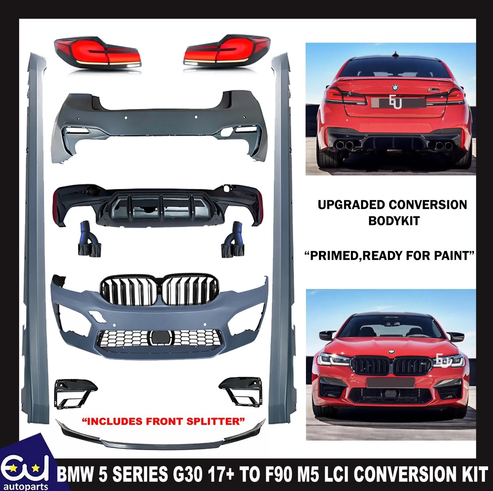 FOR BMW 5 SERIES G30 F90 M5 LCI CONVERSION BODY KIT FRONT REAR BUMPER