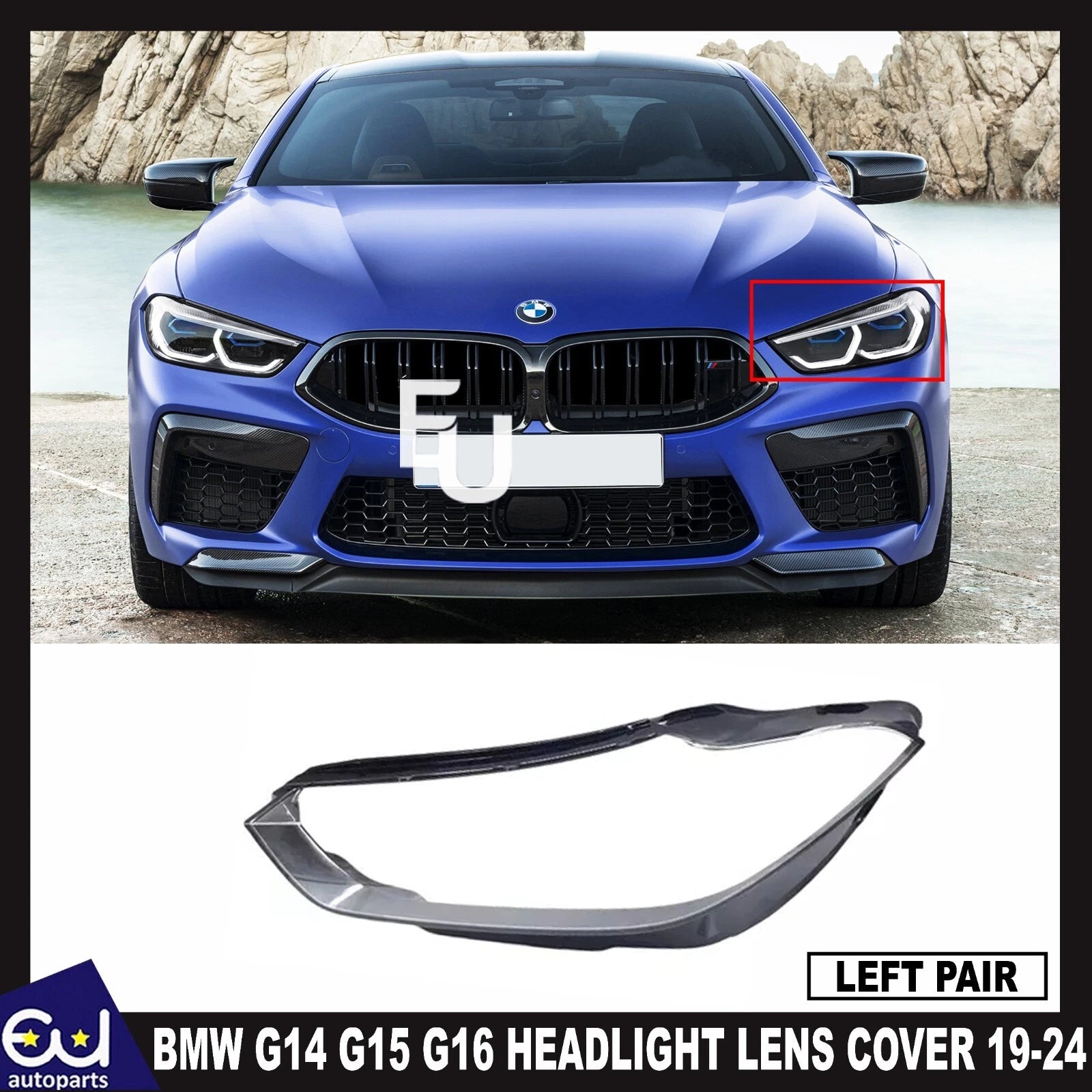 FOR BMW G14 G15 G16 LEFT SIDE FRONT HEADLIGHT HEADLAMP LENS COVER 2019-2024
