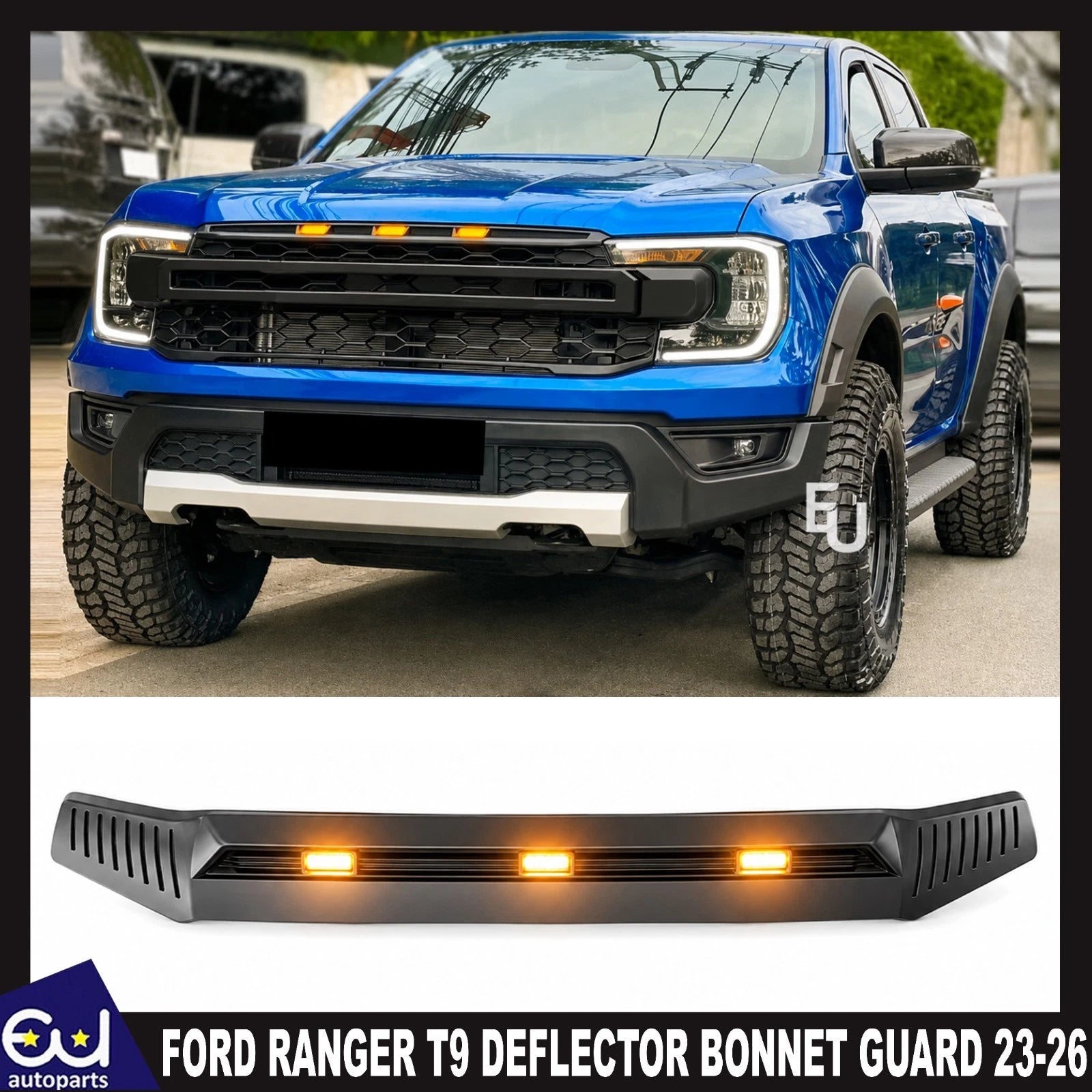 FOR FORD RANGER T9 2023-2026 HOOD GUARD WIND STONE DEFLECTOR BONNET GAURD