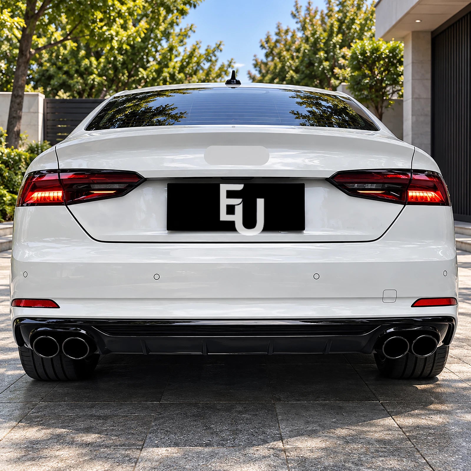 FOR AUDI A5 S5 B9 S-LINE PRE-LCI REAR DIFFUSER TAILPIPES GLOSS BLACK 2016-2019