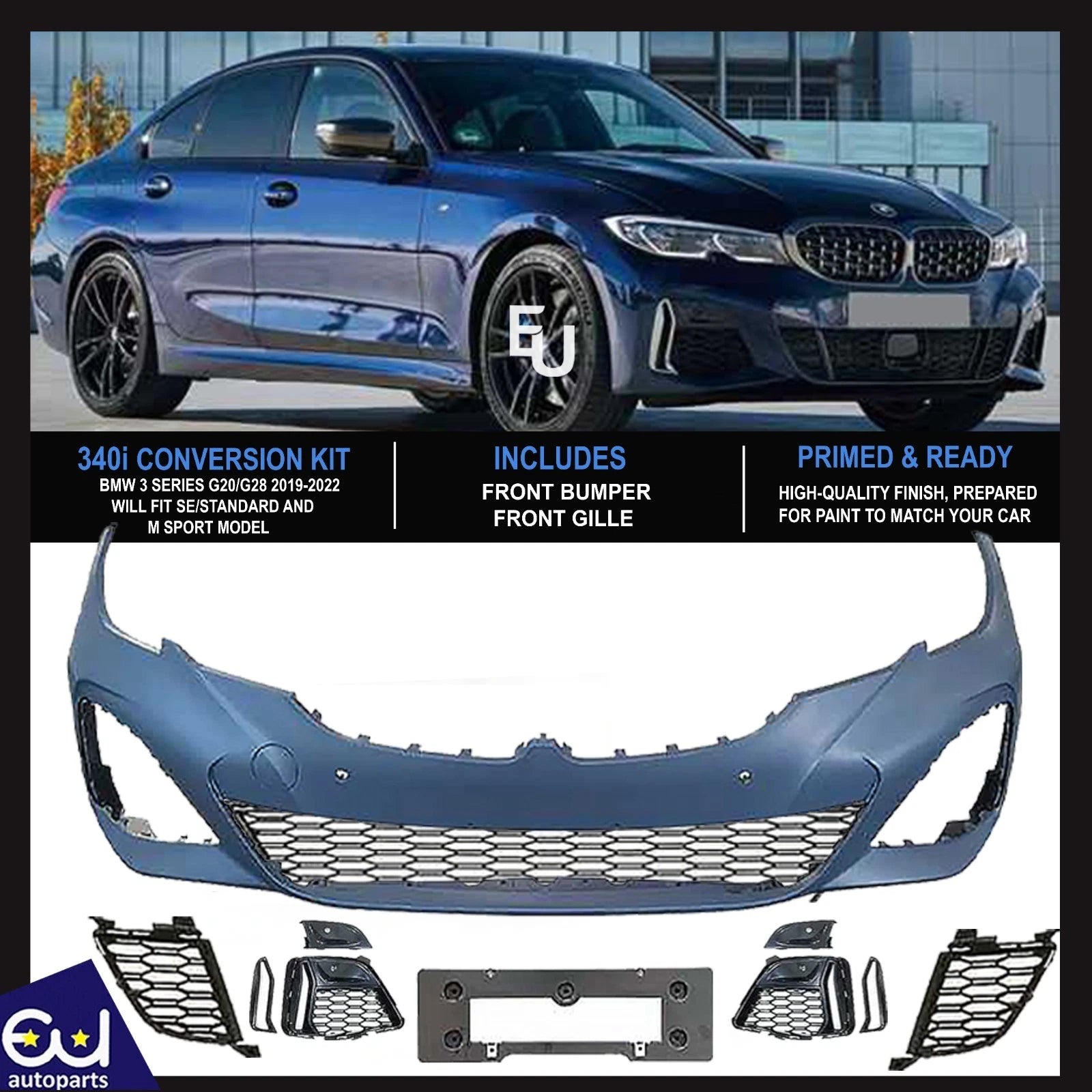 FOR BMW 3 SERIES G20/G28 340i M TECH FRONT BUMPER CONVERSION BODYKIT 19-22