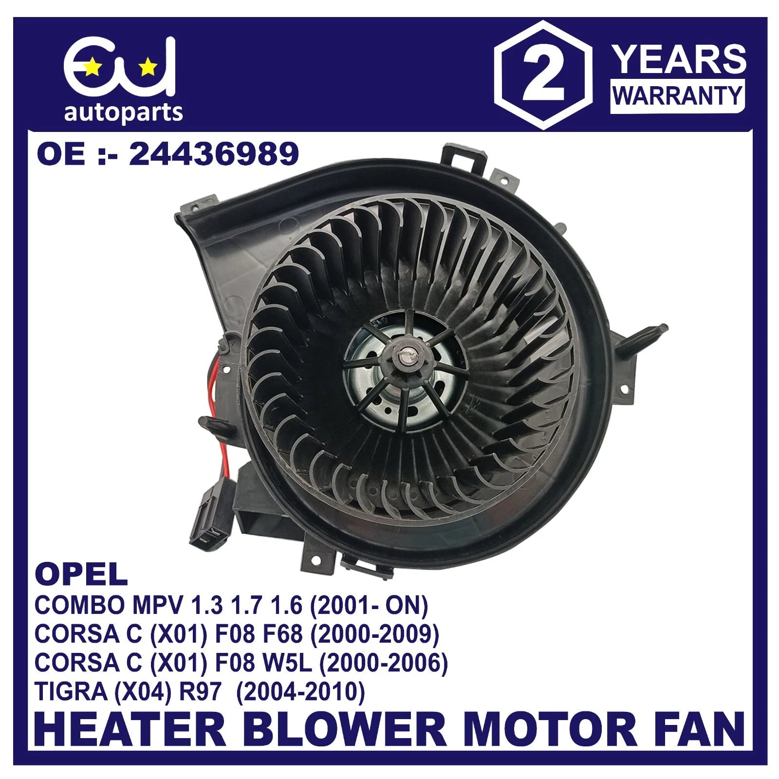 HEATER BLOWER FAN MOTOR FOR OPEL CORSA C COMBO 1.3 1.7 2000-ONWARDS 24436989