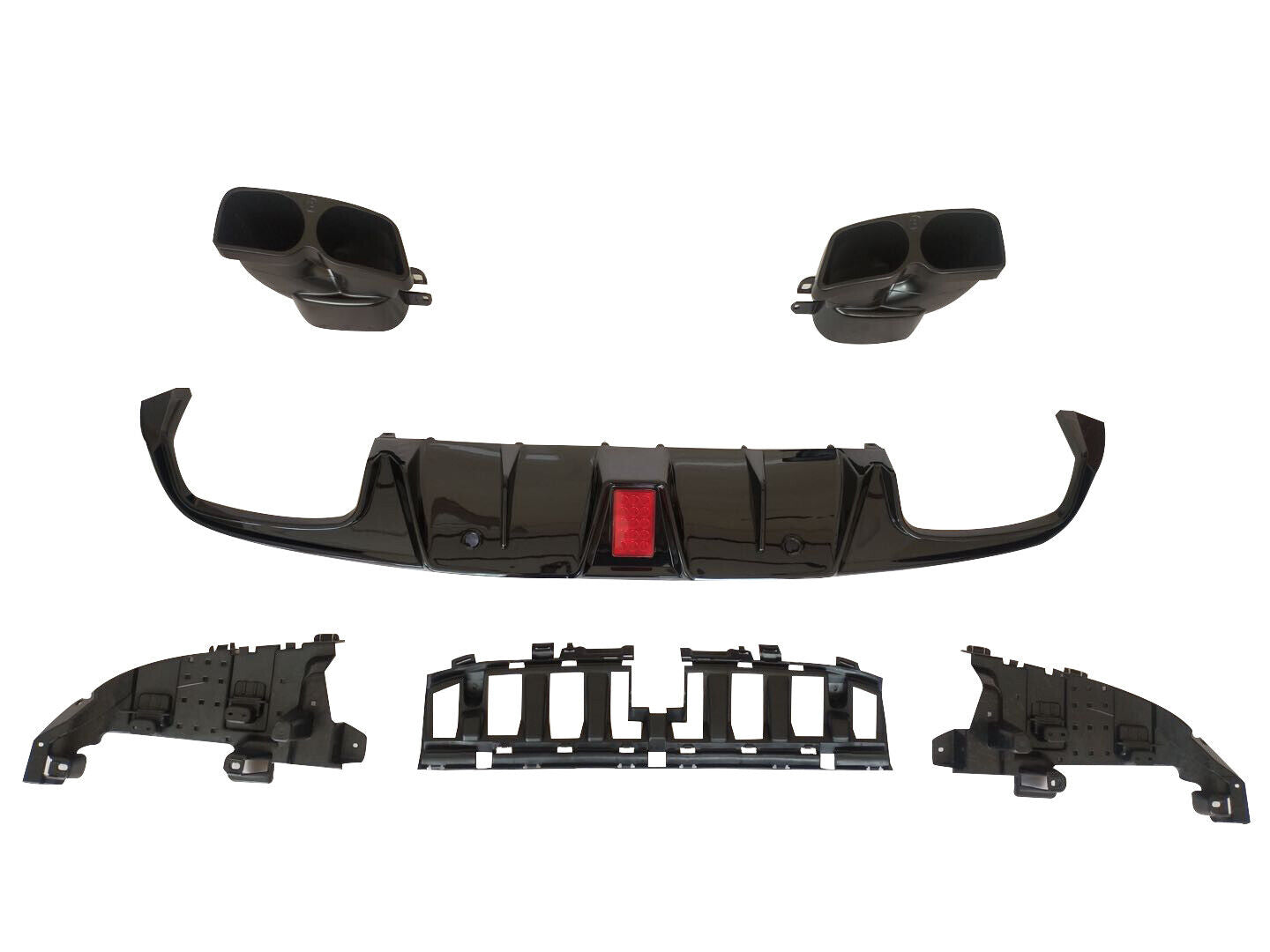 FOR MERCEDES C CLASS C205 A205 COUPE AMG C63 BB STYLE REAR DIFFUSER + TAIL PIPES