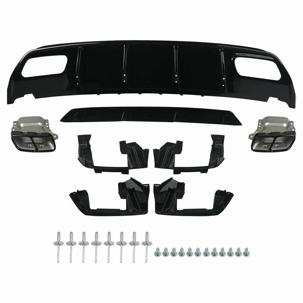 REAR DIFFUSER FOR MERCEDES A CLASS W176 AMG A45 LOOK TAIL PIPE GLOSS BLACK 12-18