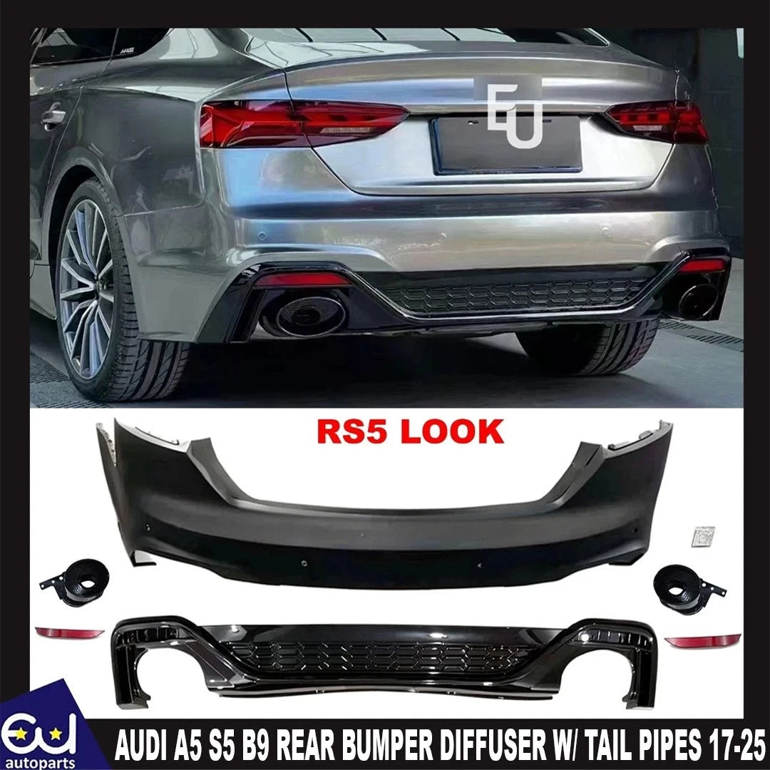 AUDI A5 F5 B9 SPORTBACK REAR BUMPER DIFFUSER TIPS RS5 BODYKIT PRIMED 2017-2019