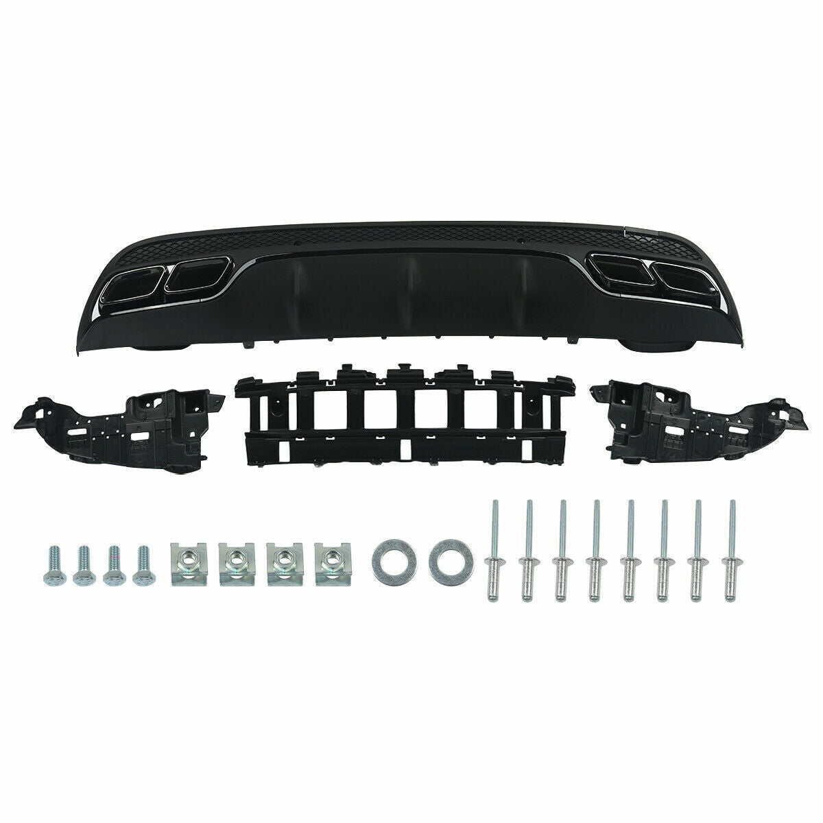 FOR MERCEDES-BENZ W205 14-20 BLACK EDITION REAR DIFFUSER+EXHAUST TIPS C63 STYLE