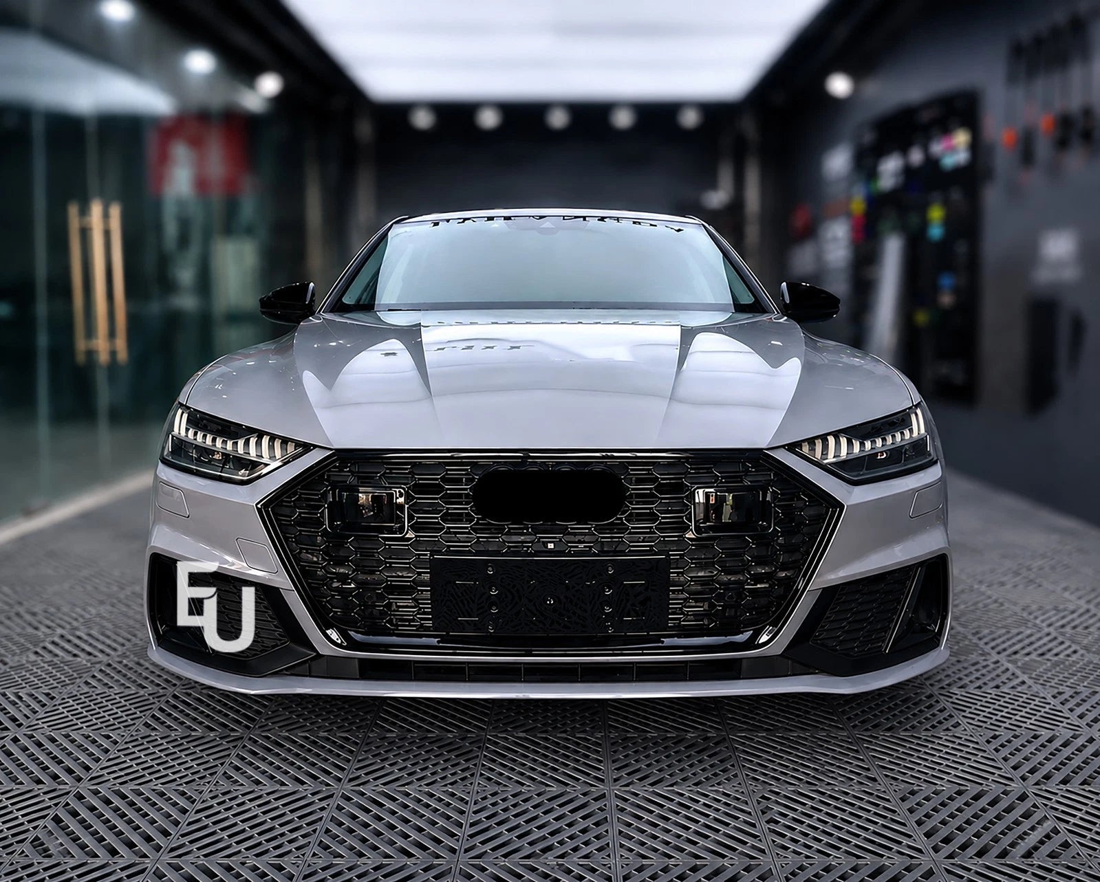 FRONT BUMPER HONEYCOMB GRILLE GRILL FOR AUDI A7 S7 2018-2025 W/ACC BLACK